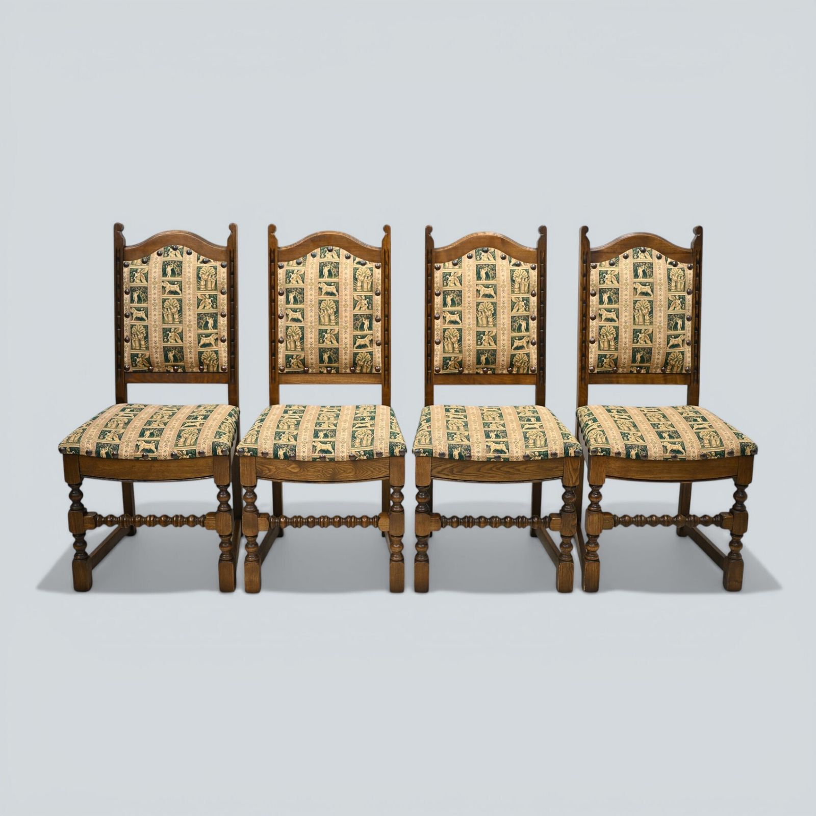 6 Old Charm Dining Chairs Premium Studded Upholstery Light Oak Free Uk Delivery* photo for sale