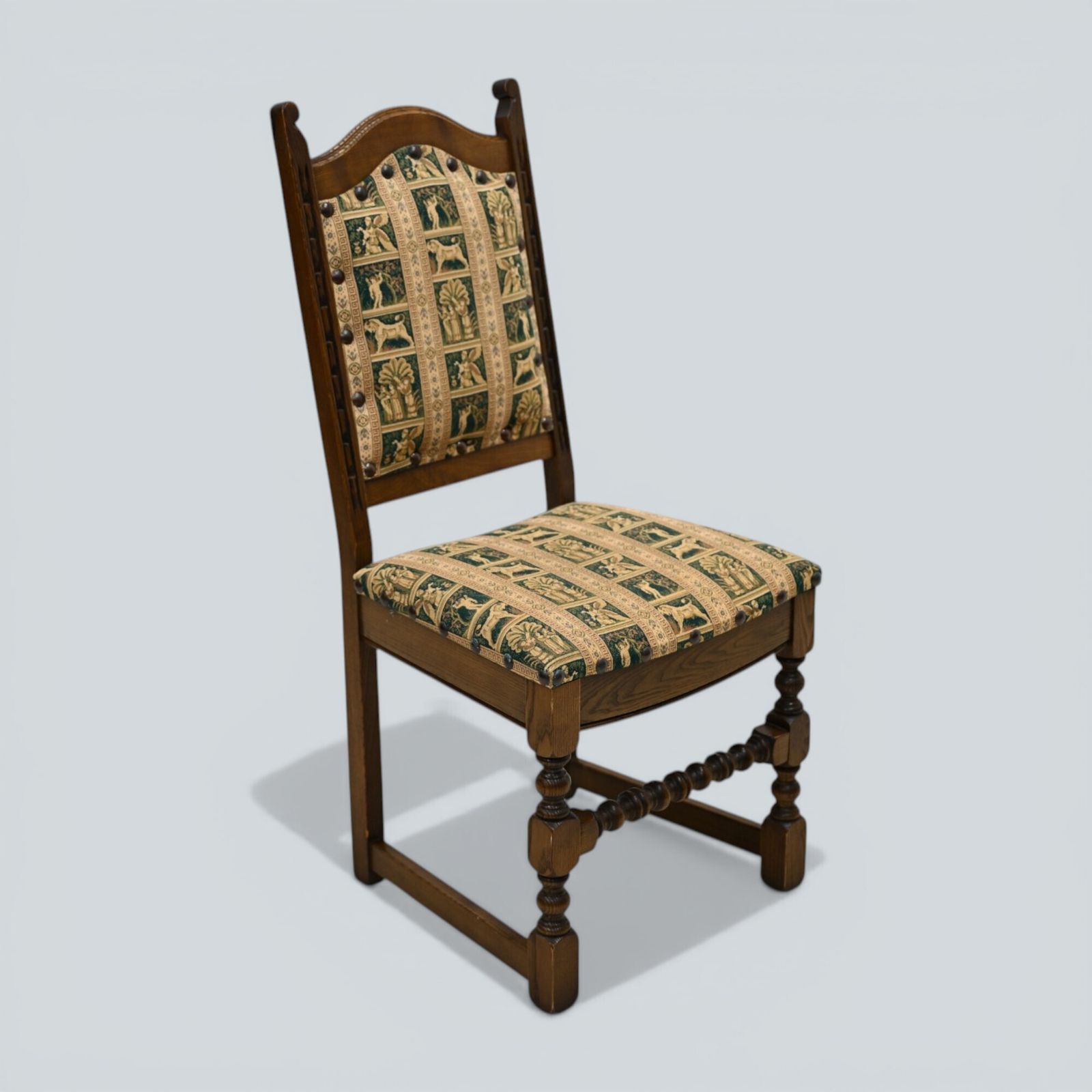 Furniture 6 Old Charm Dining Chairs Premium Studded Upholstery Light Oak Free Uk Delivery* photo