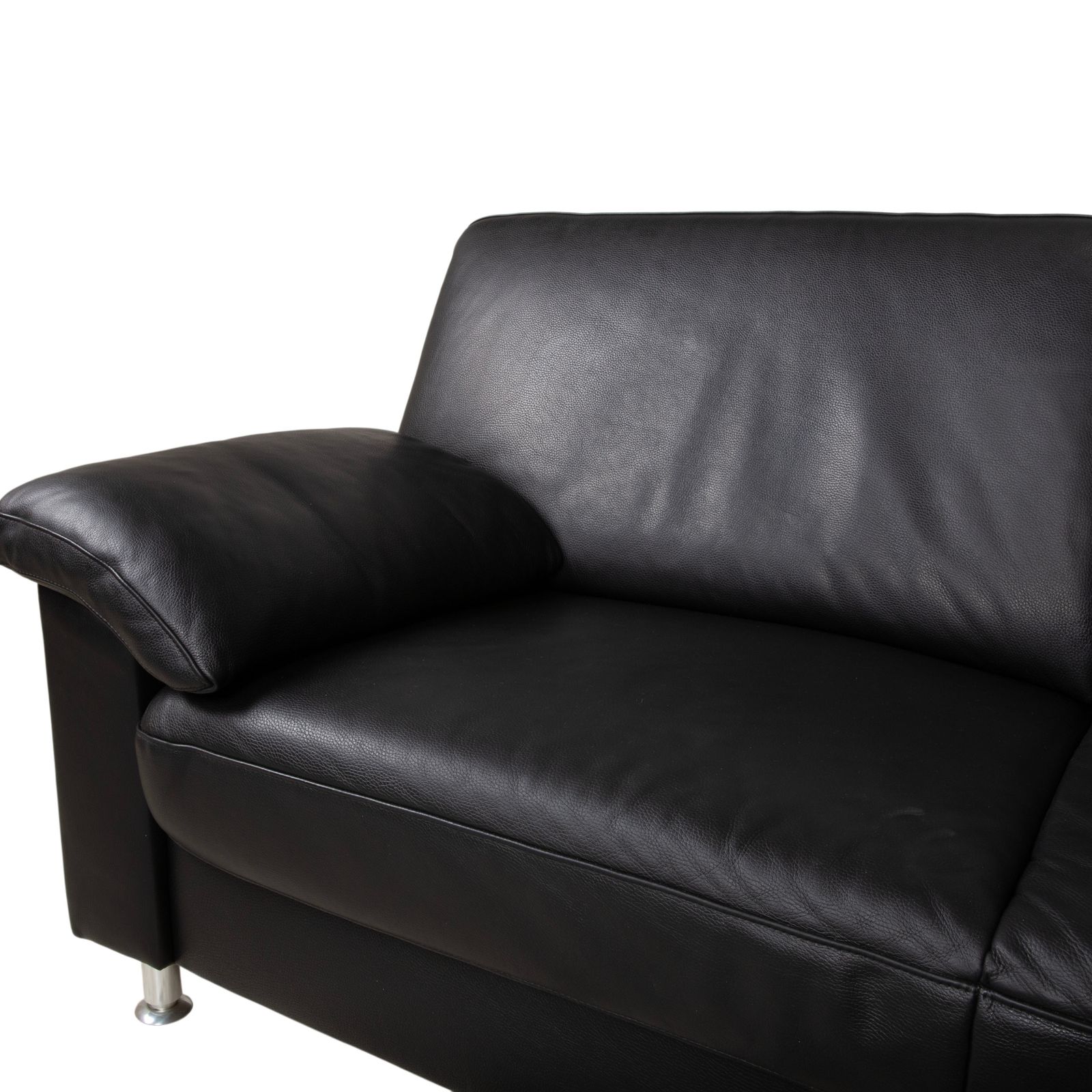 Ewald Schillig Leren Hoekbank Zwart Chaise Longue Rechts photo Meubels