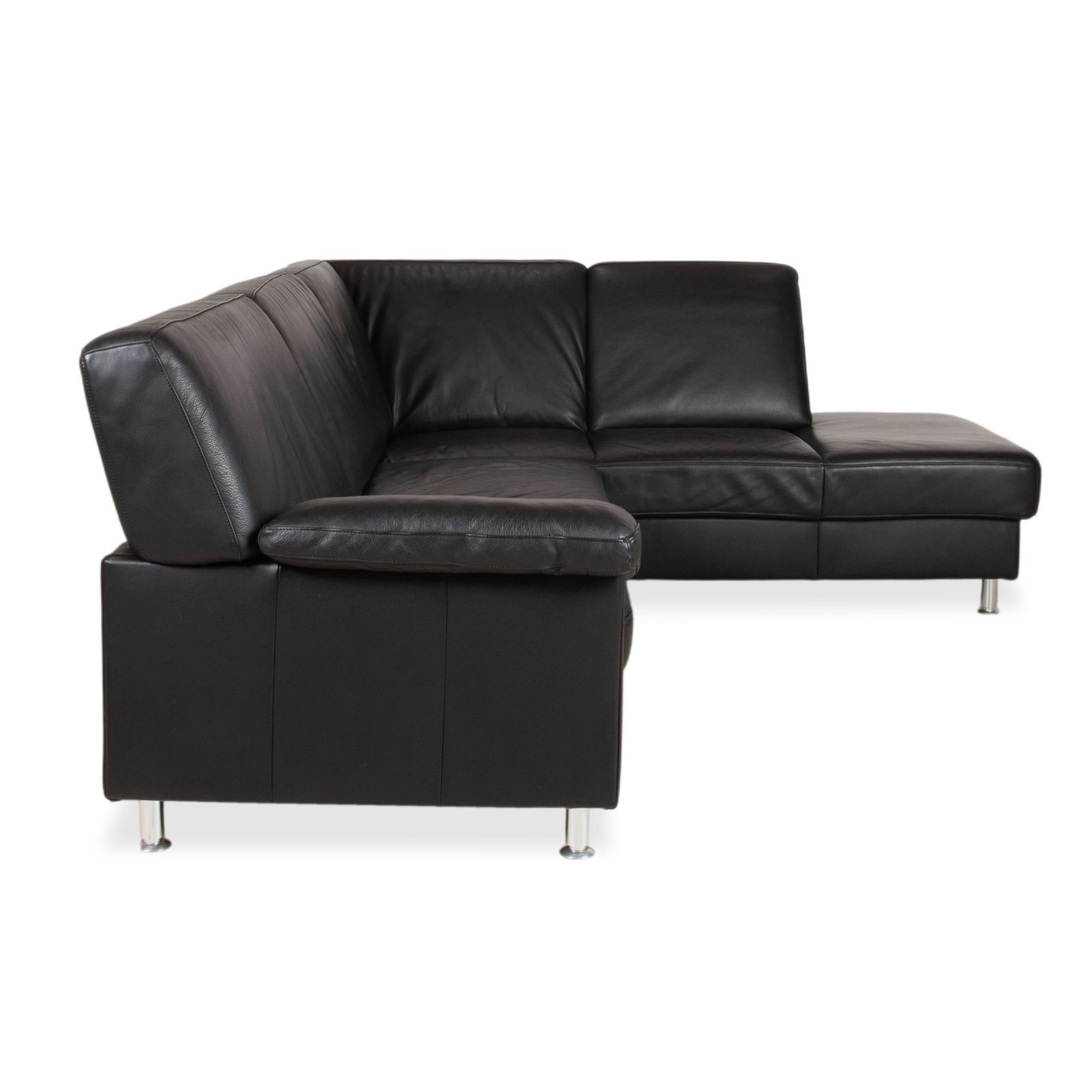 Meubels Ewald Schillig Leren Hoekbank Zwart Chaise Longue Rechts photo