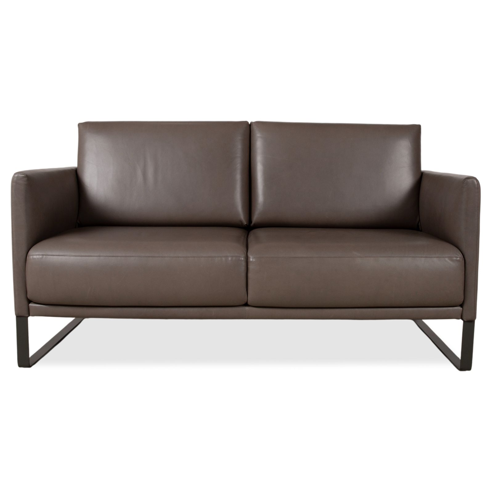 Canapé 2 places Rolf Benz Cara en cuir gris brun taupe