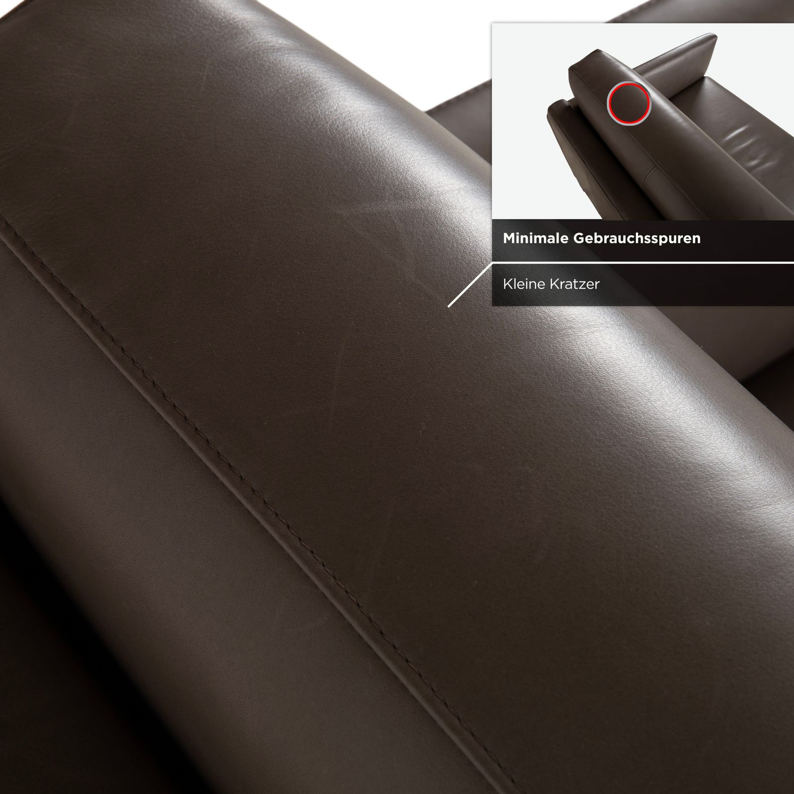 photo furniture Canapé 2 places Rolf Benz Cara en cuir gris brun taupe