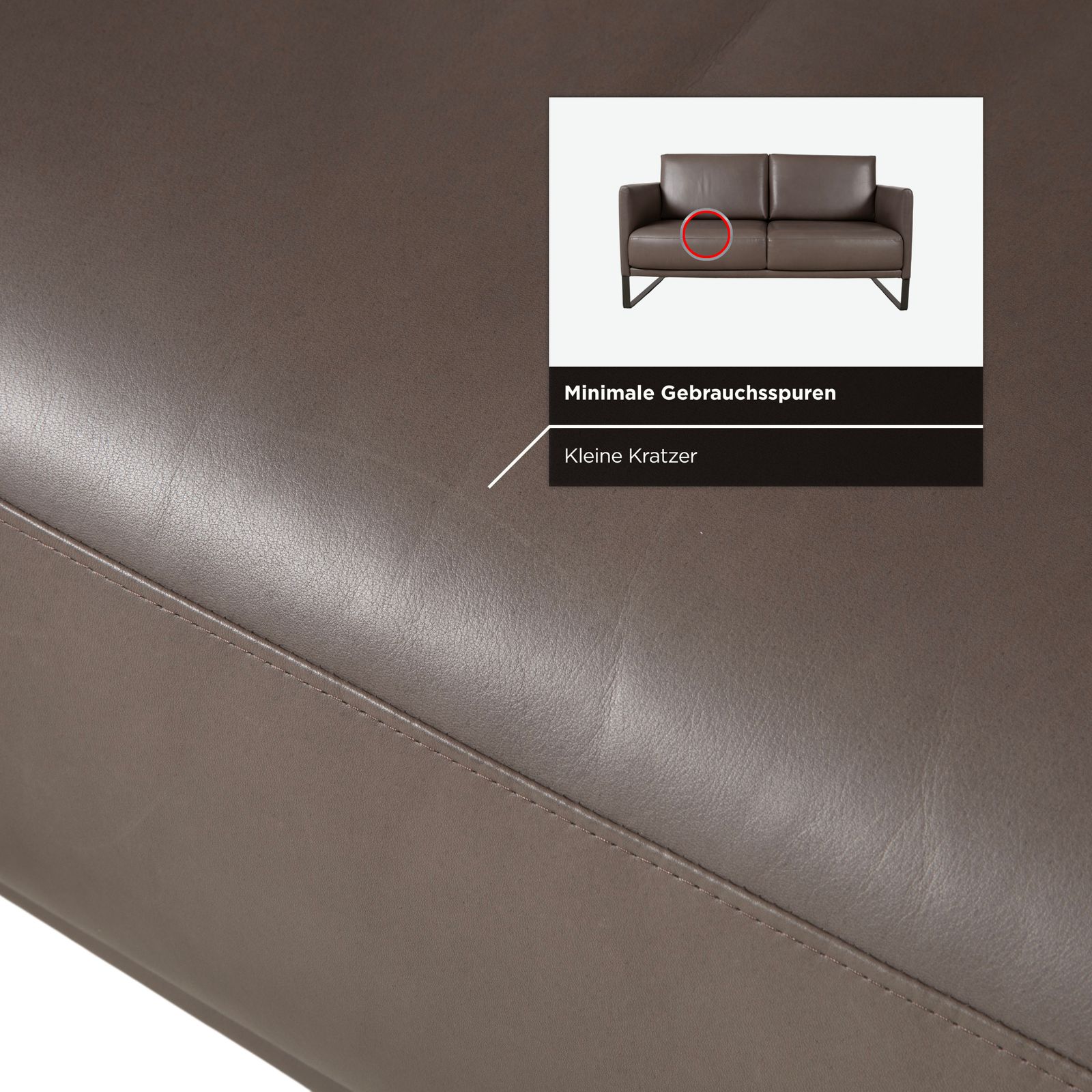 photo for sale Canapé 2 places Rolf Benz Cara en cuir gris brun taupe