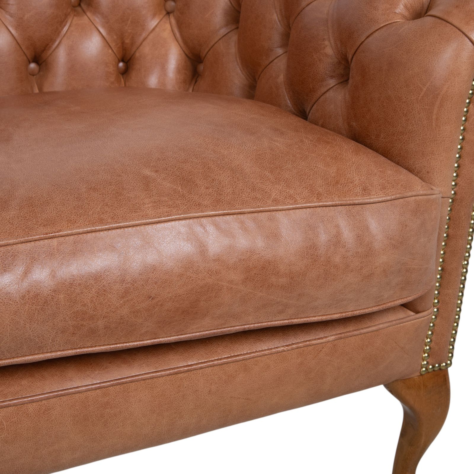 Von Wilmowsky Chesterfield Leather Three Seater Brown Sofa Vintage photo for sale