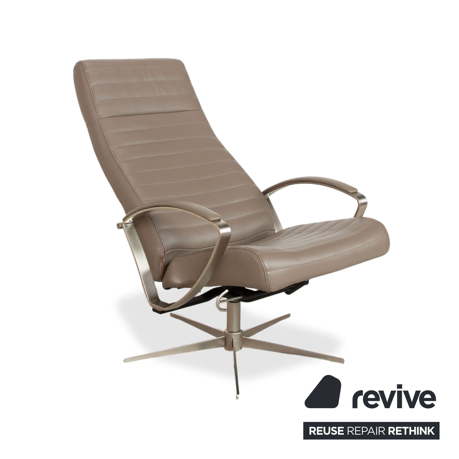 Fauteuil BoConcept Wing en cuir, vert olive, beige, gris, taupe, fonction manuelle photo Mobilier