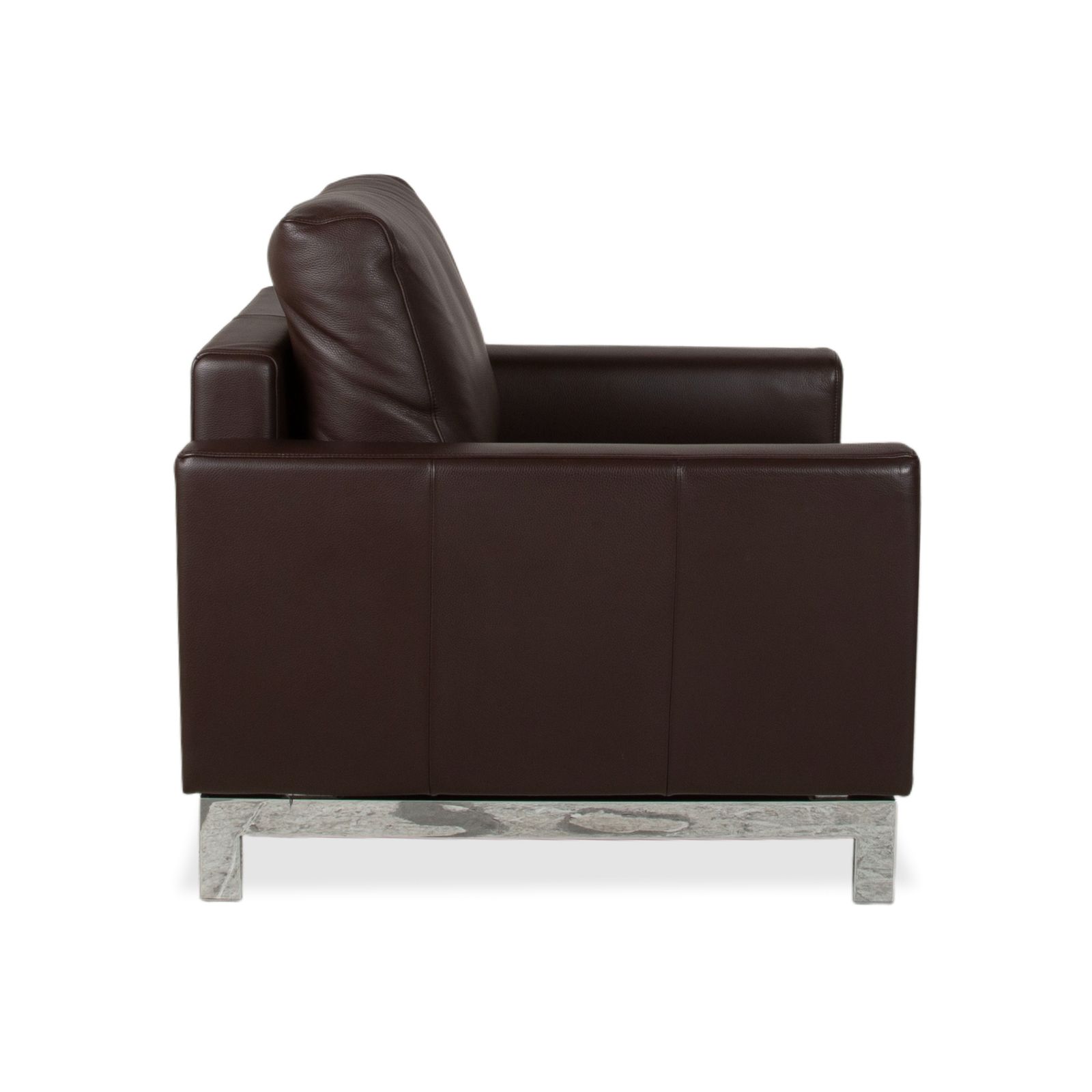 Fauteuil Rolf Benz Vida en cuir marron, chrome photo buy