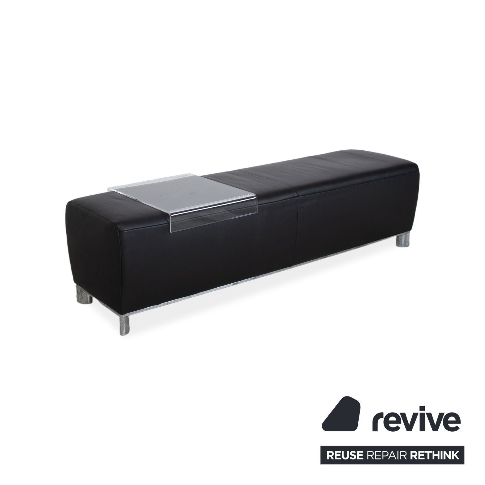 Repose-pieds Koinor Volare en cuir noir photo Mobilier