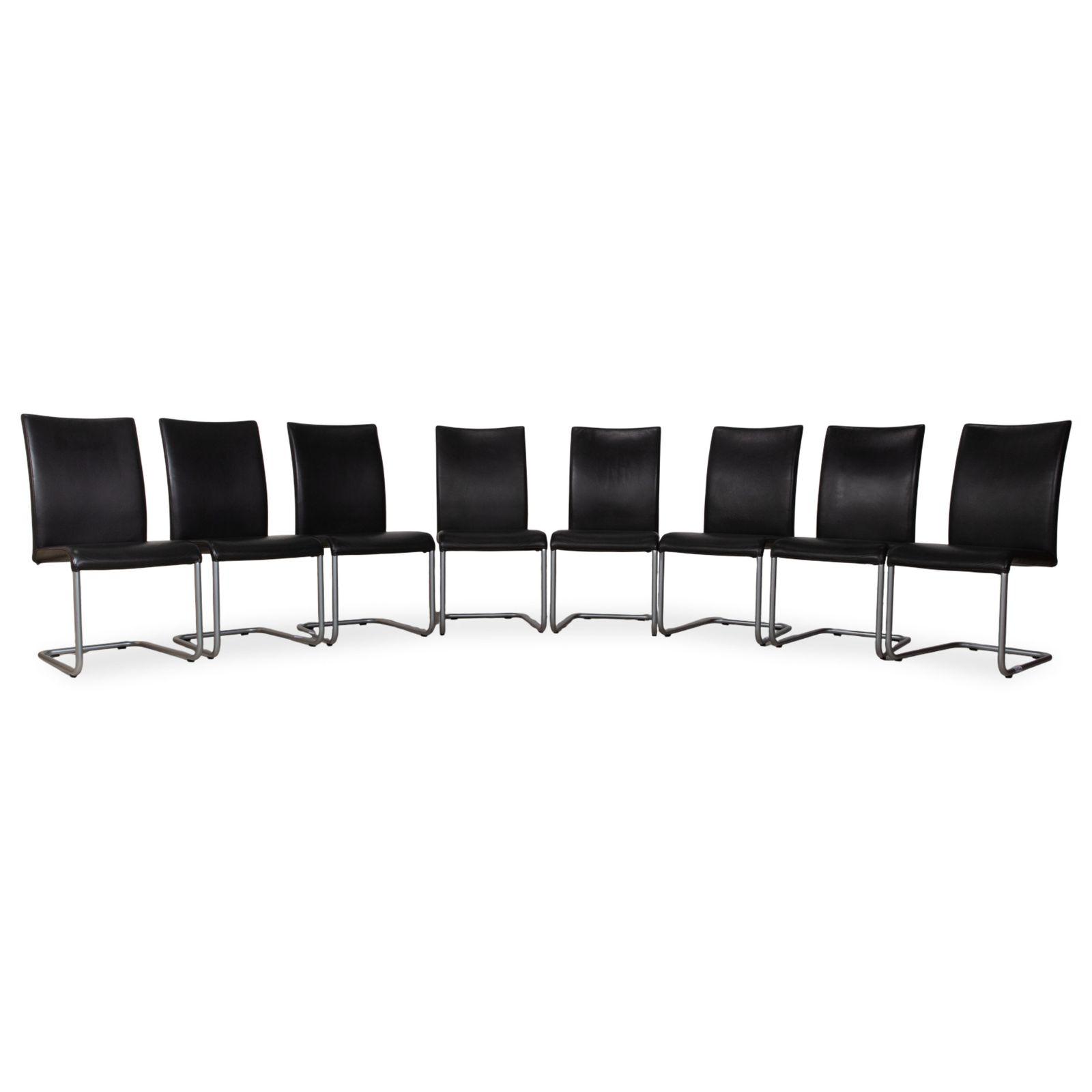 Hülsta D2 8 Piece Set Of Leather Cantilever Chairs In Black