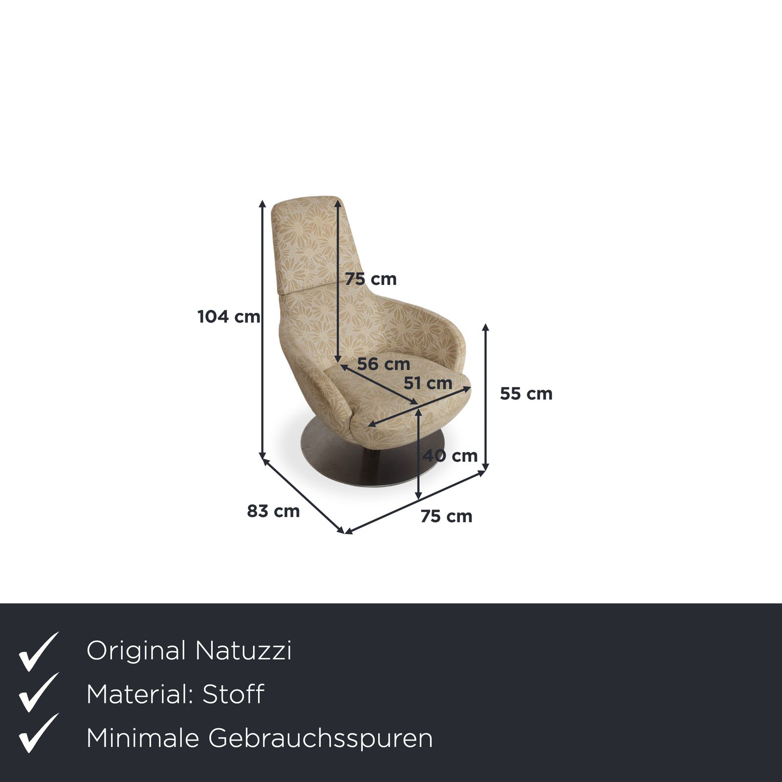 Fauteuil Natuzzi en tissu beige sable, fonction manuelle photo furniture