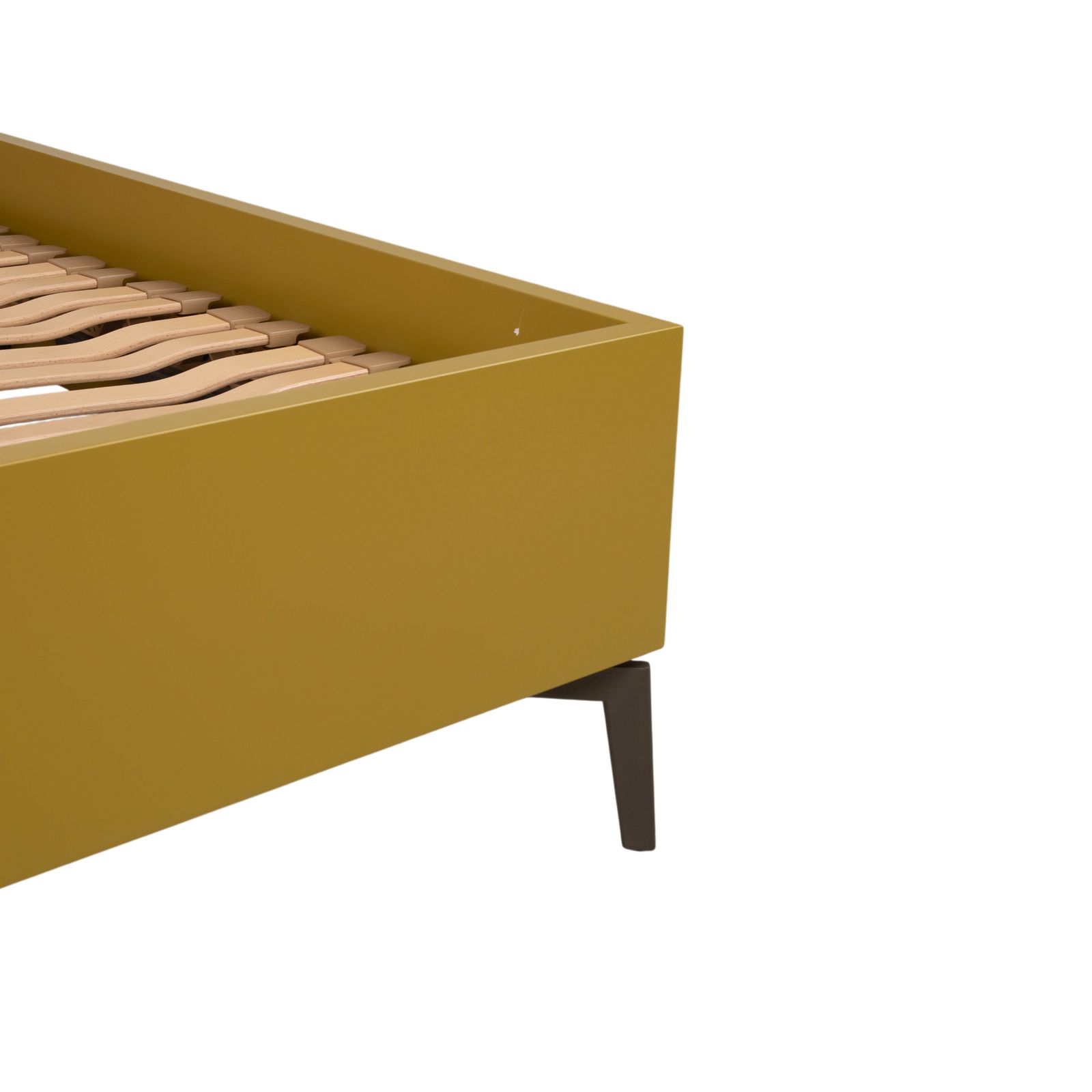 Lit J.L. Møllers Furniture Factory MD 13 en bois, jaune vert moutarde, chambre photo 1452.0