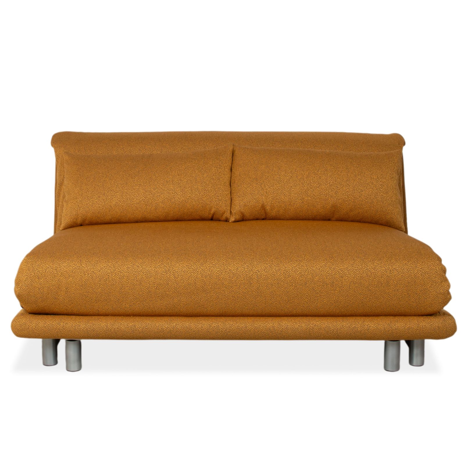 photo for sale Canapé Ligne Roset Multy en tissu trois places, doré, fonction lit manuelle, cadre argenté, retapissé