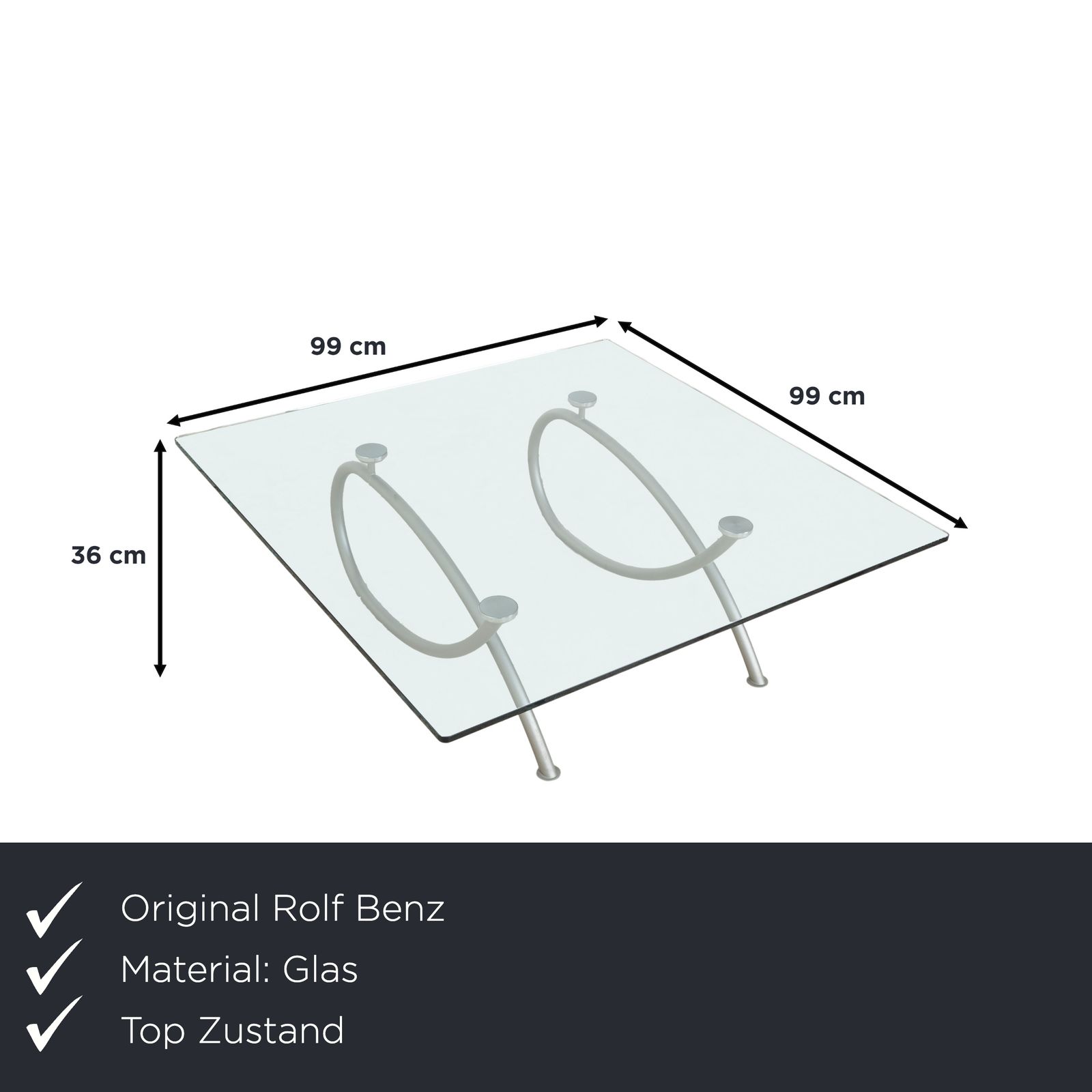 Table basse Rolf Benz en verre, argentée photo furniture