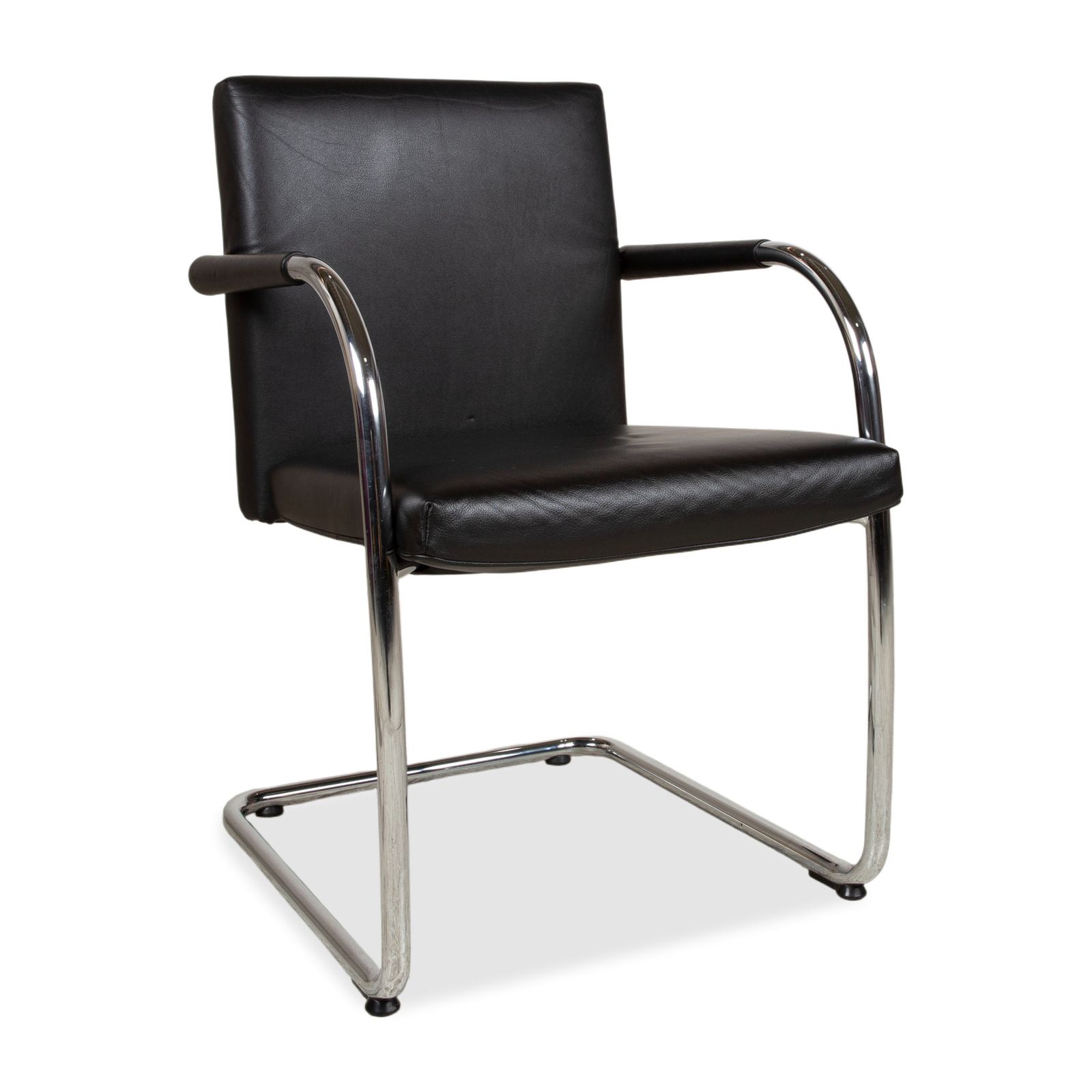 Set Of 8 Vitra Visasoft Leather, Black, Cantilever Office Chairs photo for sale