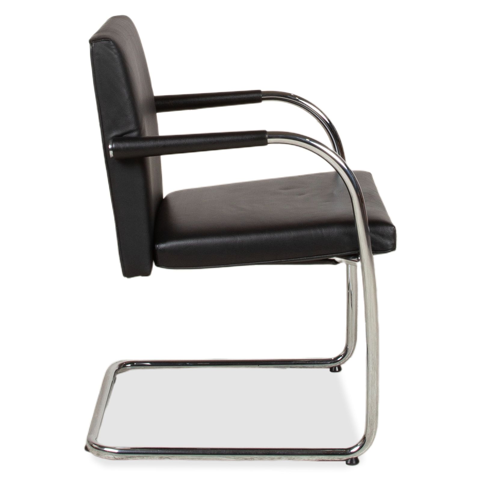 Furniture Set Of 8 Vitra Visasoft Leather, Black, Cantilever Office Chairs photo