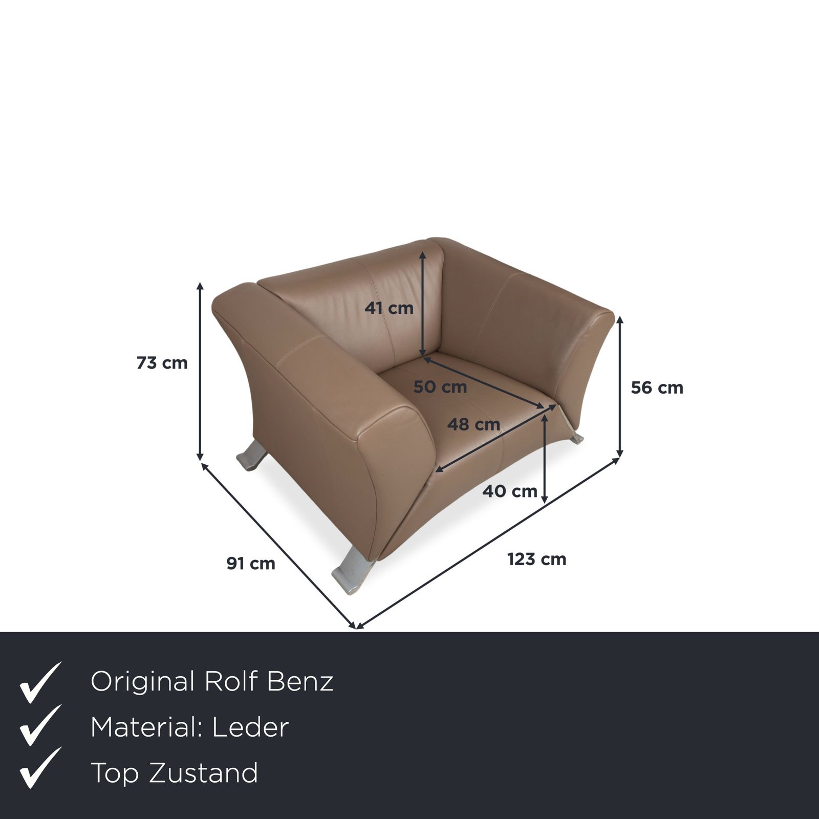 Fauteuil Rolf Benz 322 en cuir brun cognac photo furniture