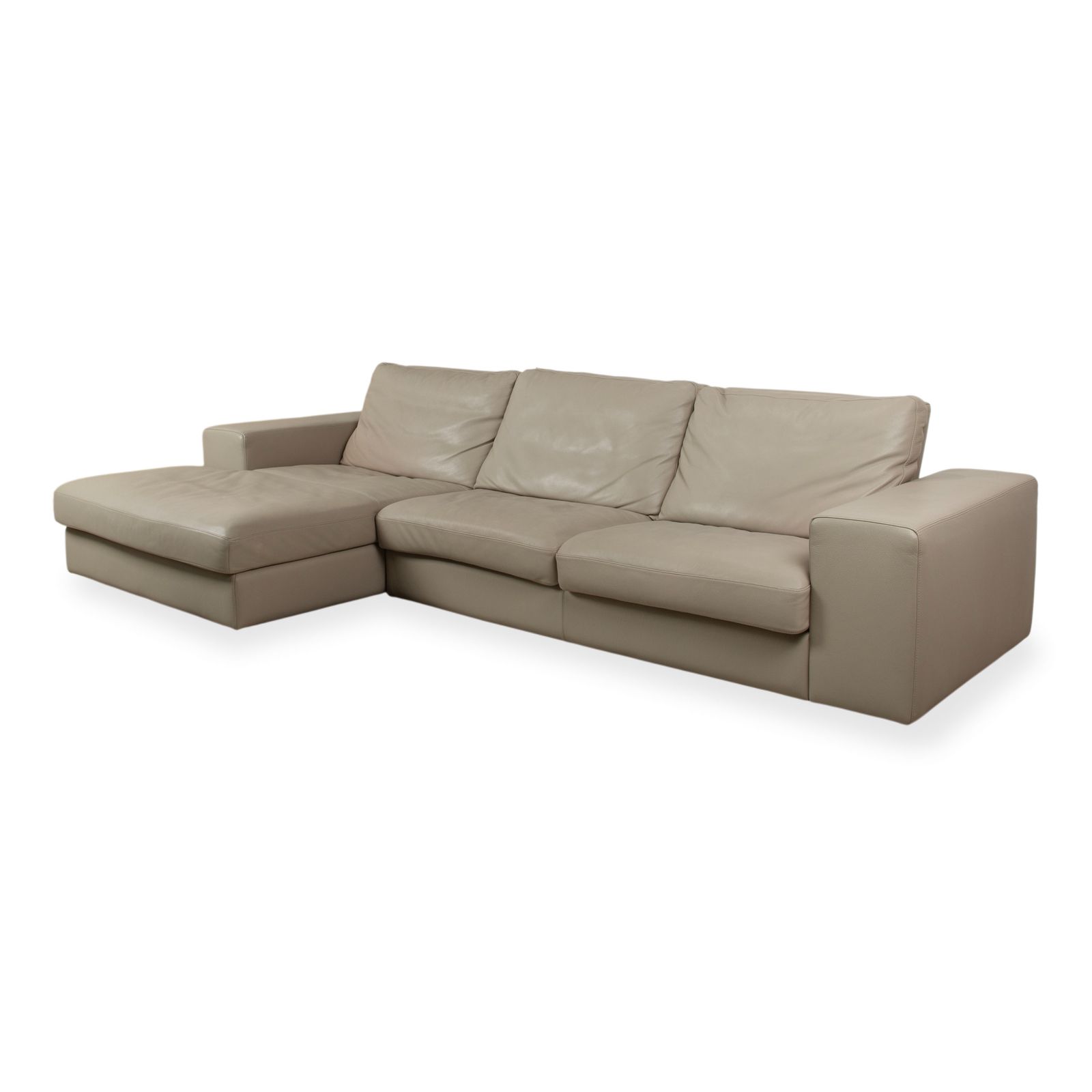Canapé d'angle BoConcept Cenova en cuir beige crème, fonction manuelle photo for sale
