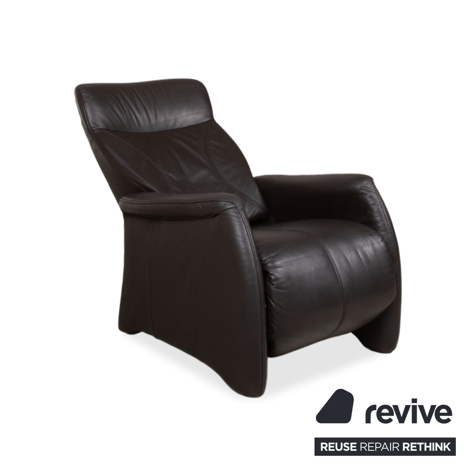 Fauteuil Himolla Cumuly en cuir gris anthracite, fonction manuelle inclinable photo Mobilier