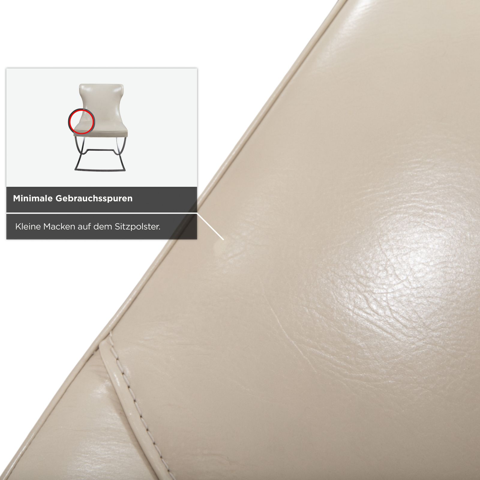 Ensemble de 8 chaises Baxter Paloma en cuir, beige, blanc, chrome, salle à manger photo vinterior