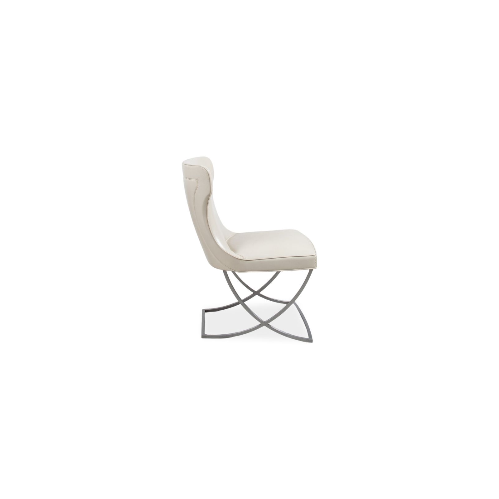Mobilier Ensemble de 8 chaises Baxter Paloma en cuir, beige, blanc, chrome, salle à manger photo