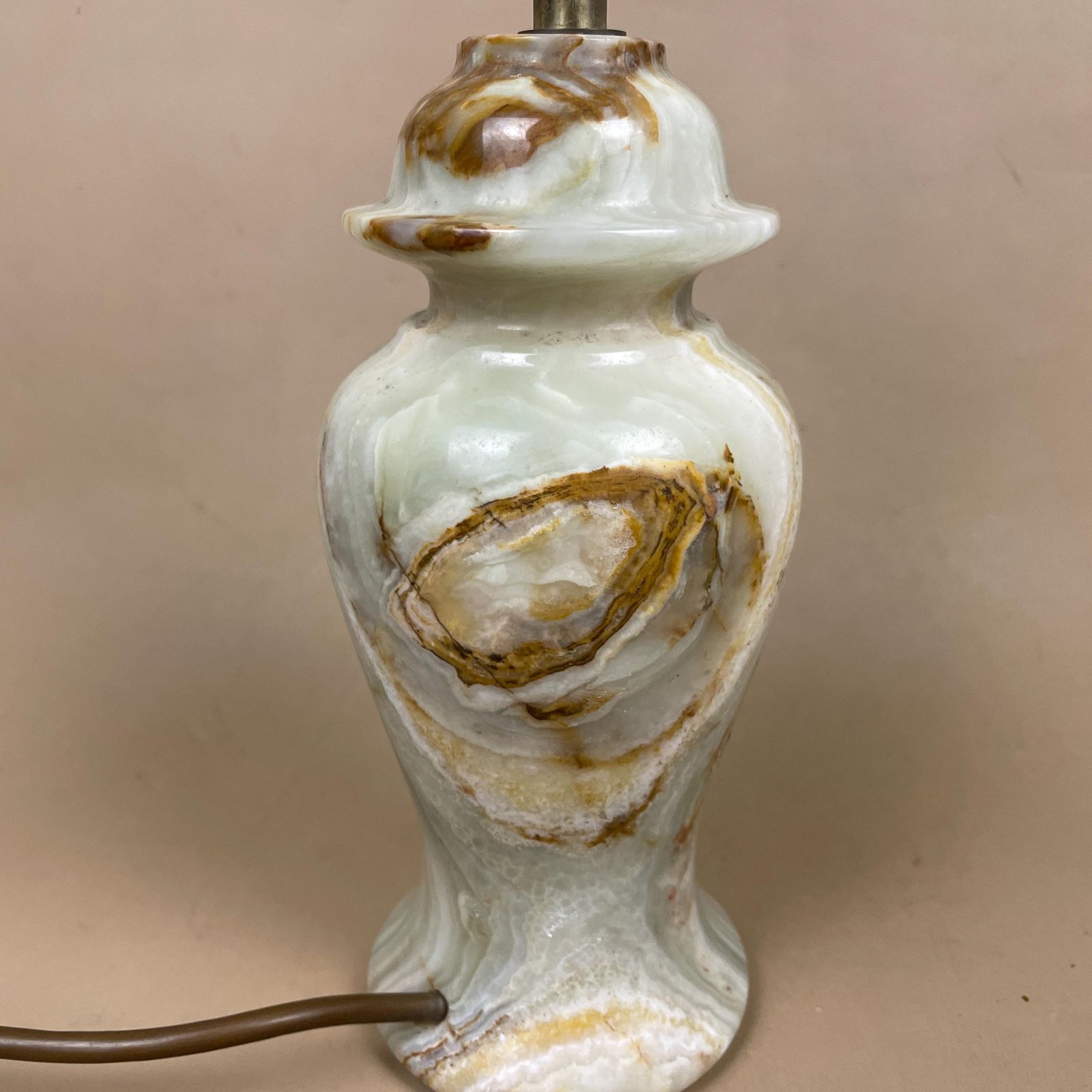 Green Marble Lamp Light Bedside Brass Gold Trims Metal Marbled Pattern Classic Column Natural Stone Antique Vintage Side Heavy Solid photo buy
