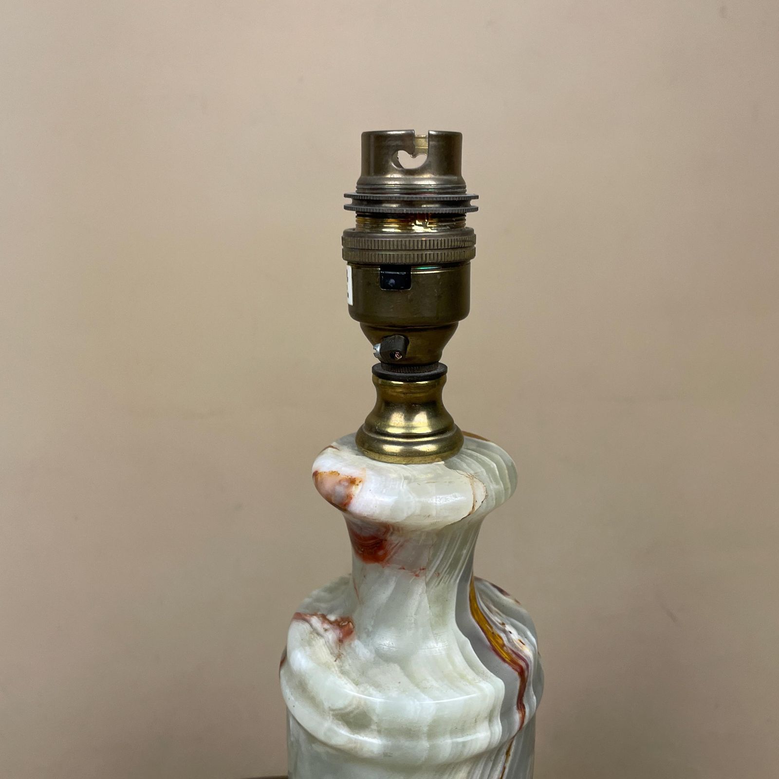 Green Solid Marble Lamp Light Bedside Brass Gold Metal Base Marbled Pattern Heavy Classic Column Natural Stone Antique Vintage Side photo 75.0