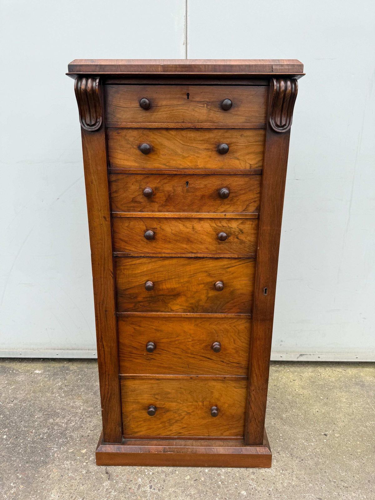 Victorian Mahogany Wellington Chest Of Drawers With Secretaire photo furniture