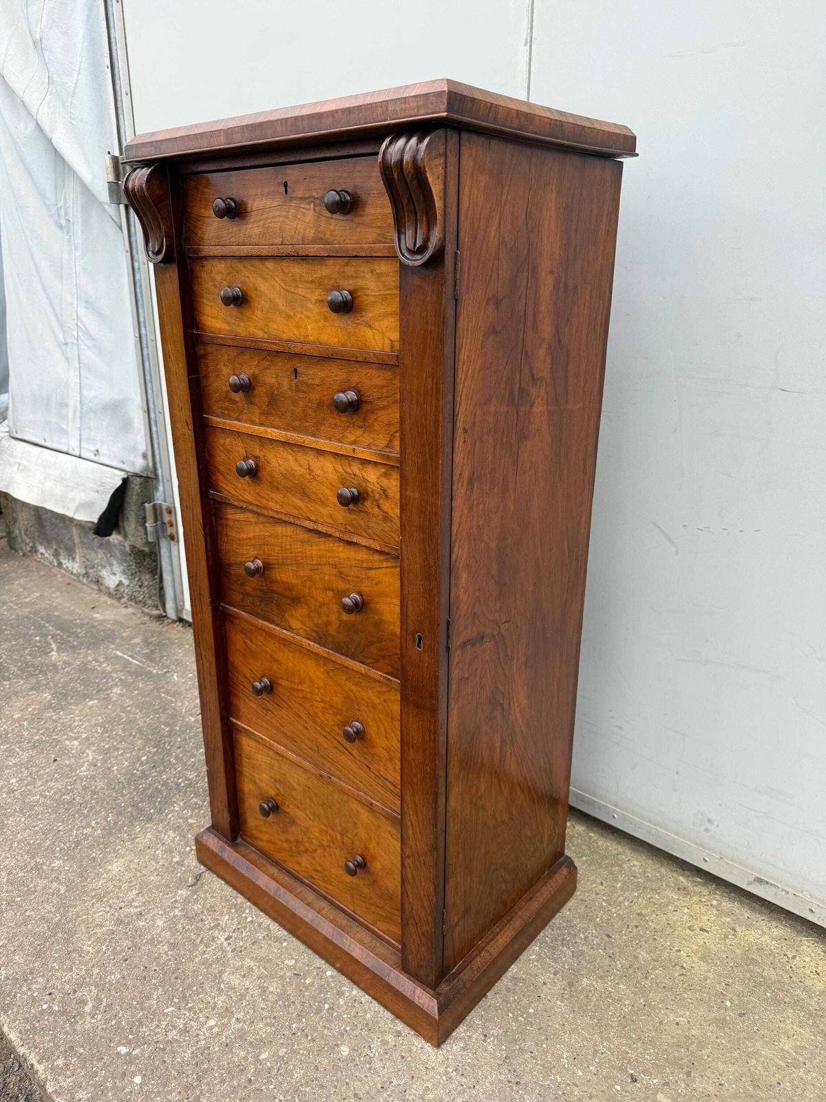 Victorian Mahogany Wellington Chest Of Drawers With Secretaire photo for sale