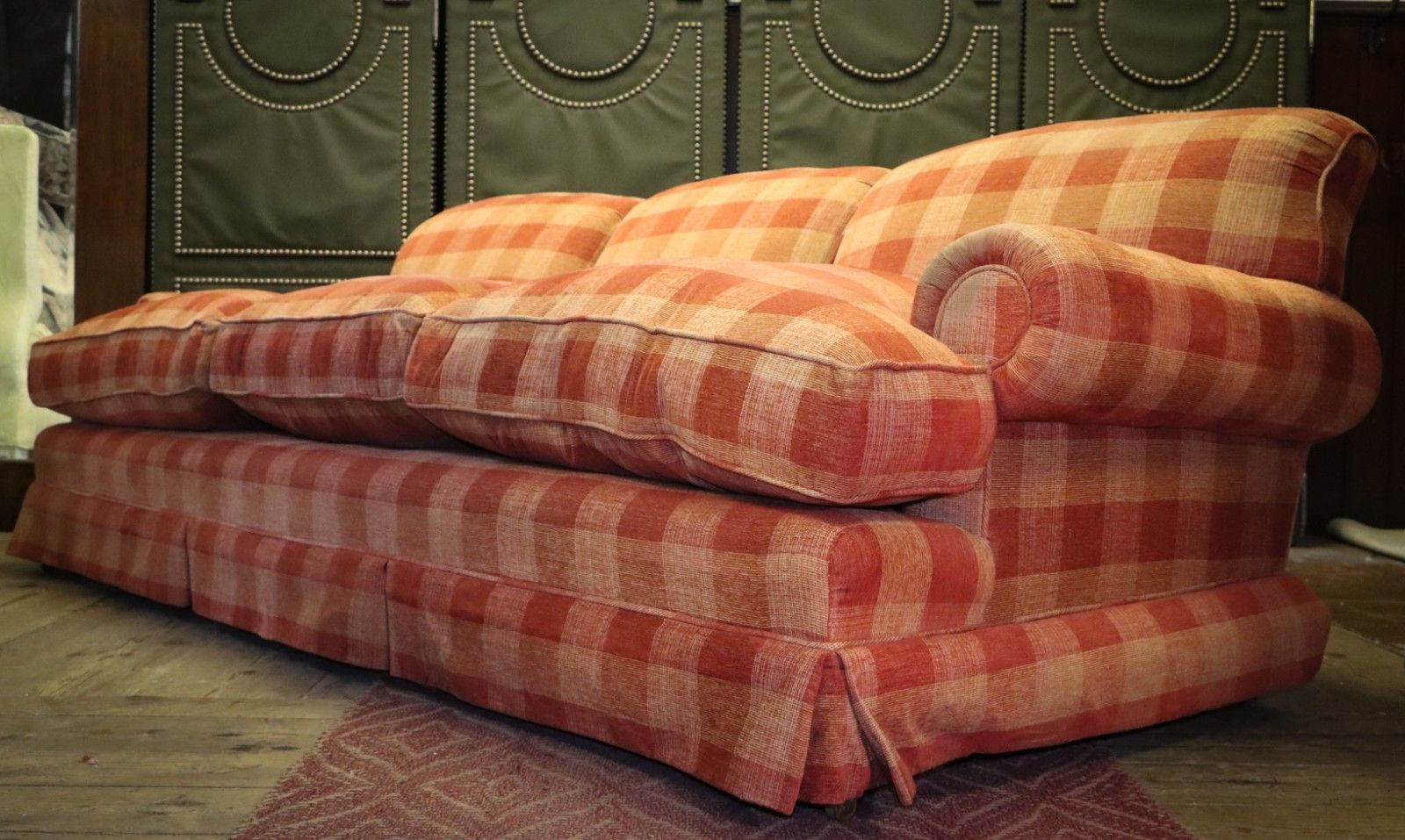 George Smith Large 3 Seater Signature Short Scroll Arm Sofa Gingham Rrp£12000 🚚 photo buy