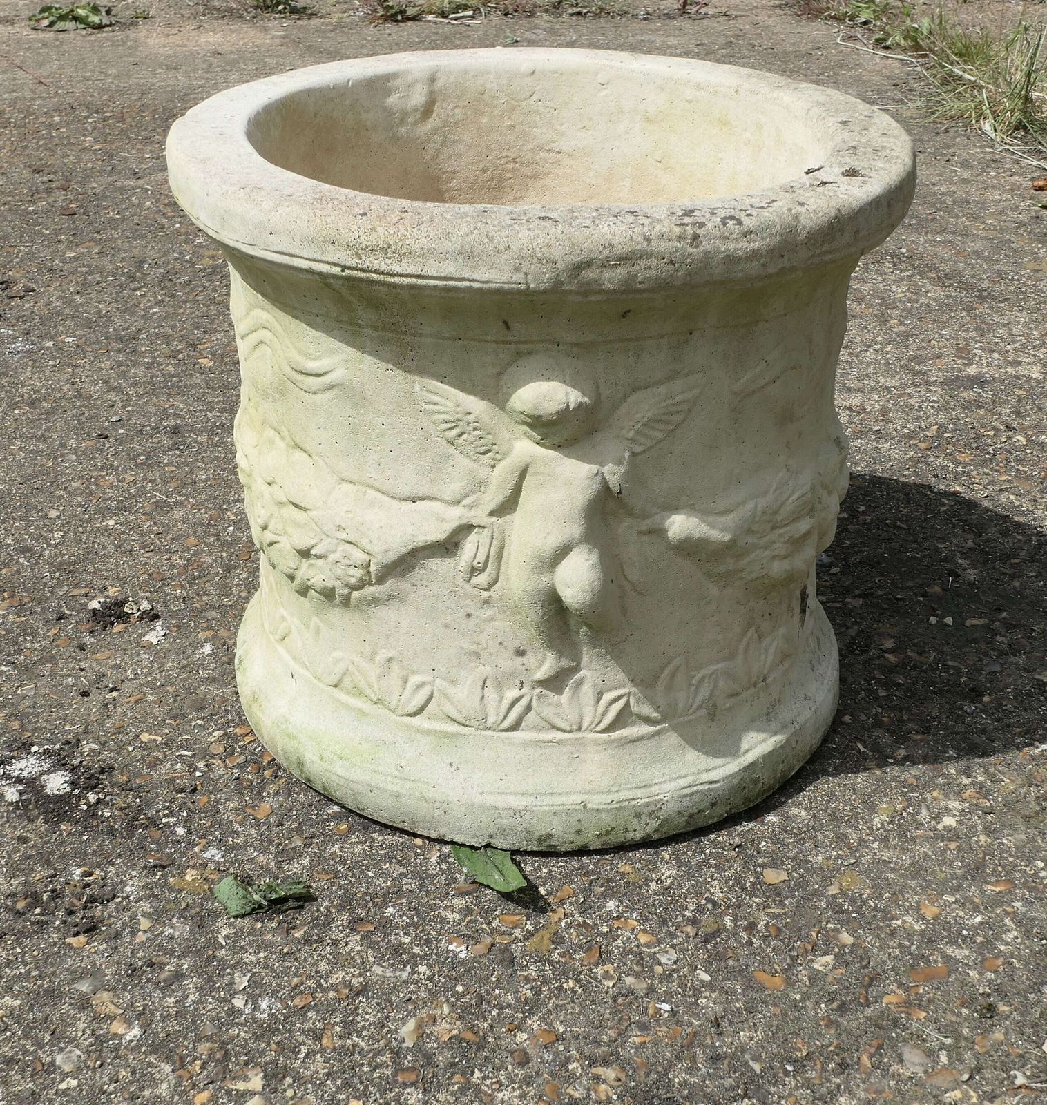 A Pair Of Round Garden Planters With Winged Cherubs This Is A Good Large Pair photo furniture