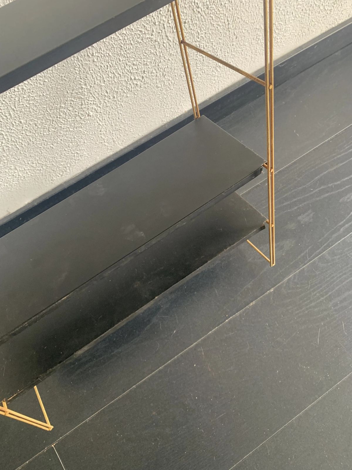 Vintage 1960s String Wall Shelf, Black And Gold   60 X 48 Cm photo buy