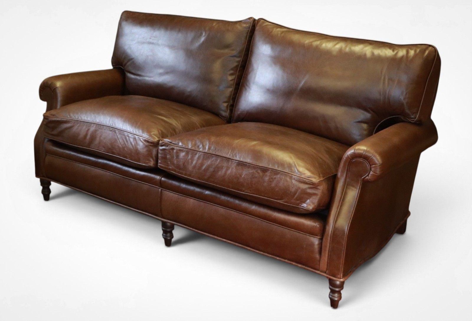 Stunning Whitehead Designs Langdon 3 Seater Leather Club Sofa Saddle Tan Brown🚚 photo furniture