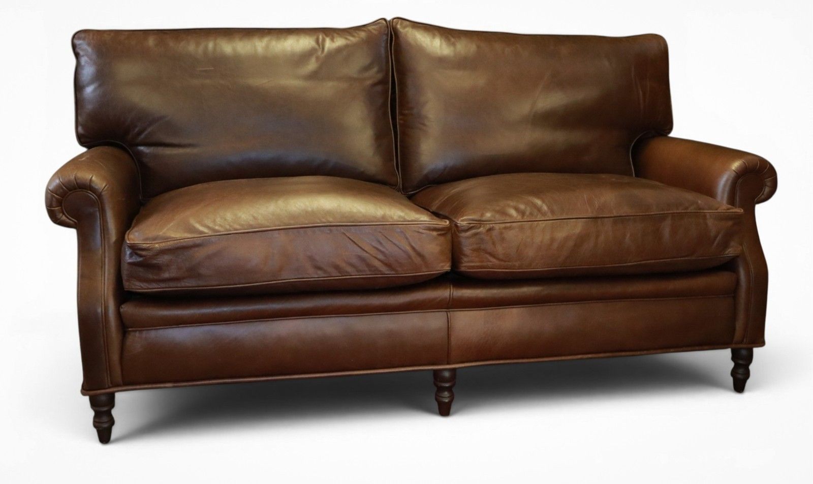 Stunning Whitehead Designs Langdon 3 Seater Leather Club Sofa Saddle Tan Brown🚚 photo for sale