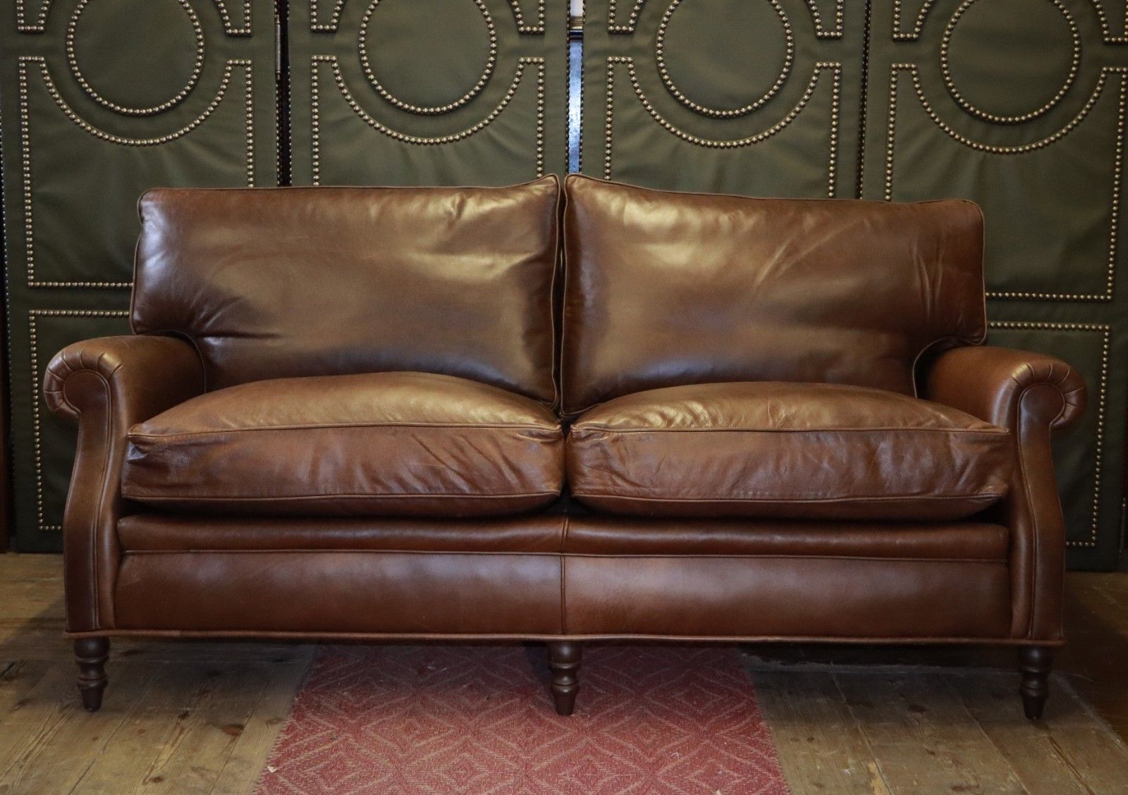 Stunning Whitehead Designs Langdon 3 Seater Leather Club Sofa Saddle Tan Brown🚚 photo vinterior