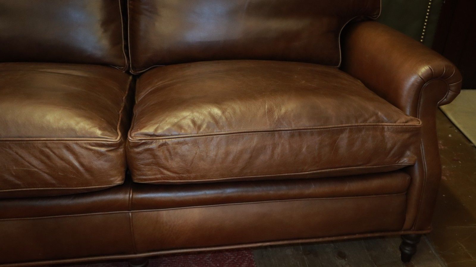 Stunning Whitehead Designs Langdon 3 Seater Leather Club Sofa Saddle Tan Brown🚚 photo vintage