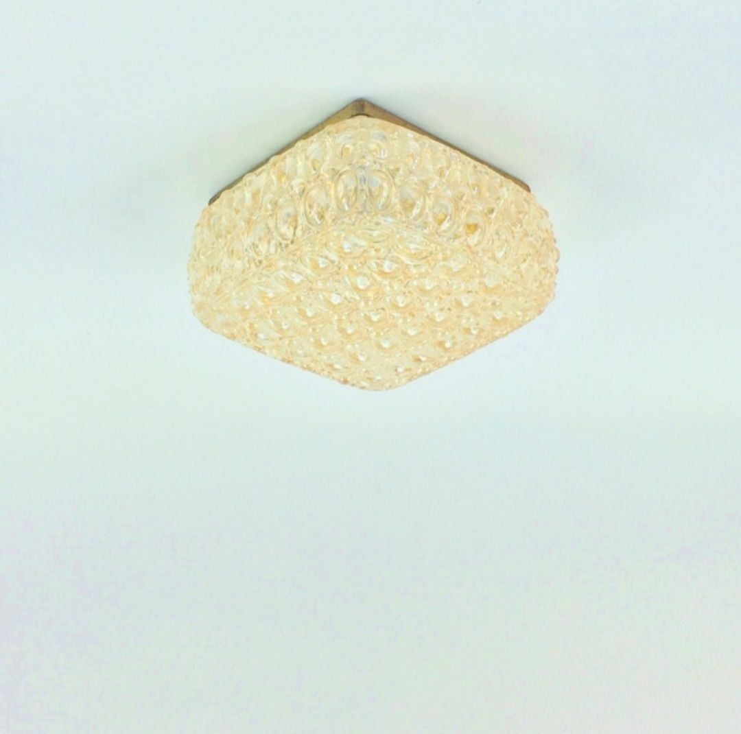 Paire d'appliques murales en verre bullé ambré par Helena Tynell pour Limburg, Allemagne, années 1960/1970 photo Luminaires