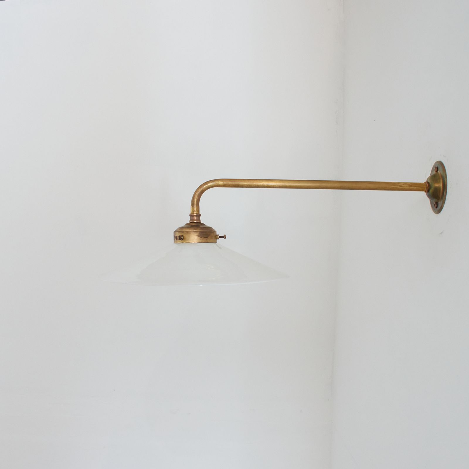 Antique French Coolie Milk Glass Kitchen Task Wall Light  Long Arm  Flat photo Lighting