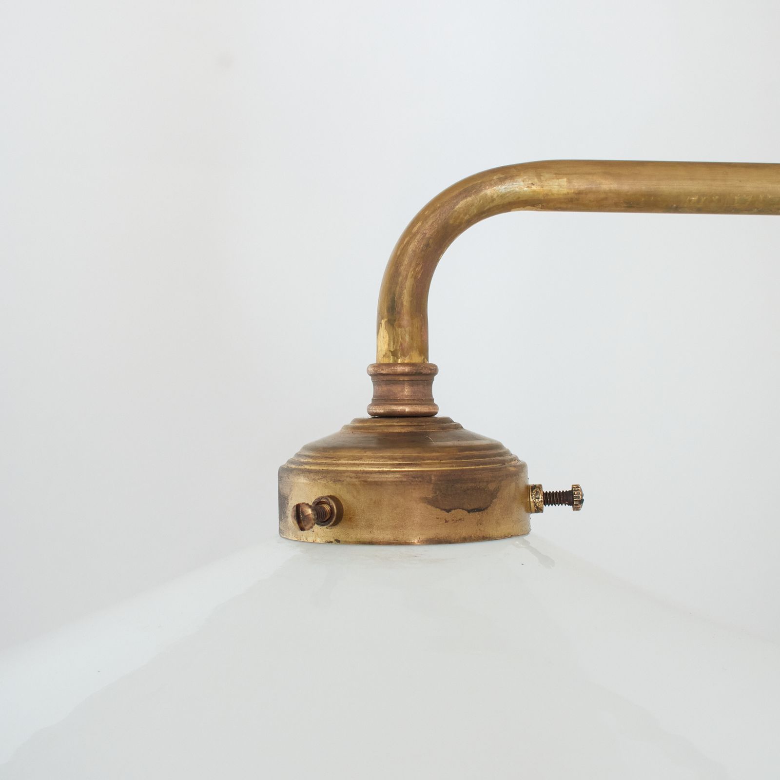 Antique French Coolie Milk Glass Kitchen Task Wall Light  Long Arm  Flat photo vinterior
