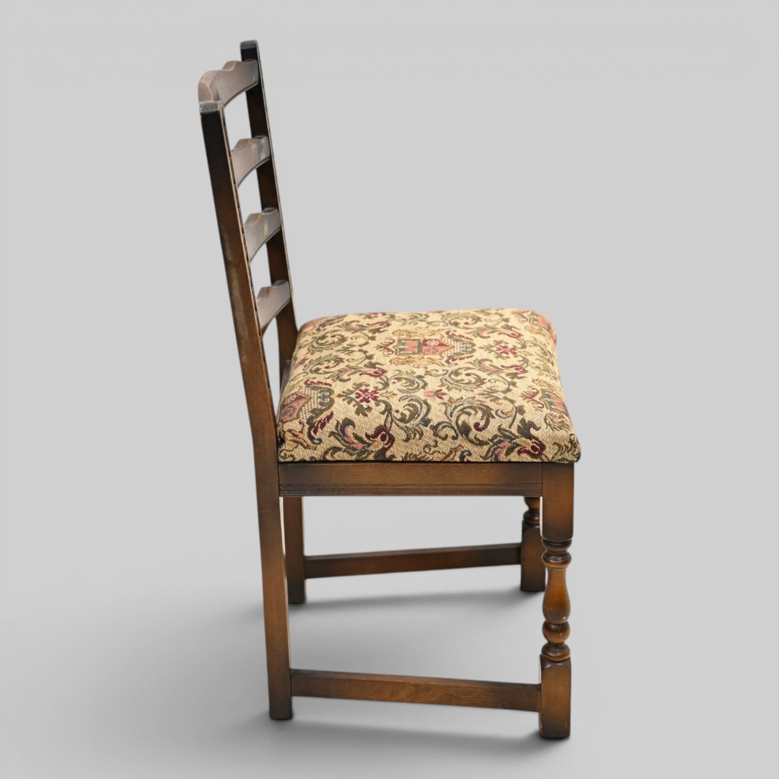 photo for sale 4 Old Charm Oak Dining Chairs Ladderback Tudor Fabric Light Oak Free Uk Delivery