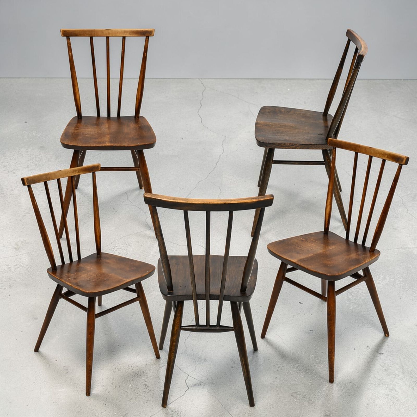 5 Ercol Stick Back Chairs Multi Purpose 1950s Waxed Finish Free Uk Delivery photo vinterior