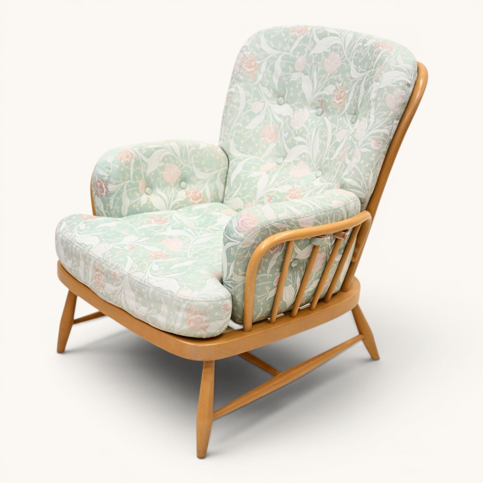 Ercol Windsor Easy Chair Model 766 1970s Light Finish New Webbing Free Delivery photo for sale