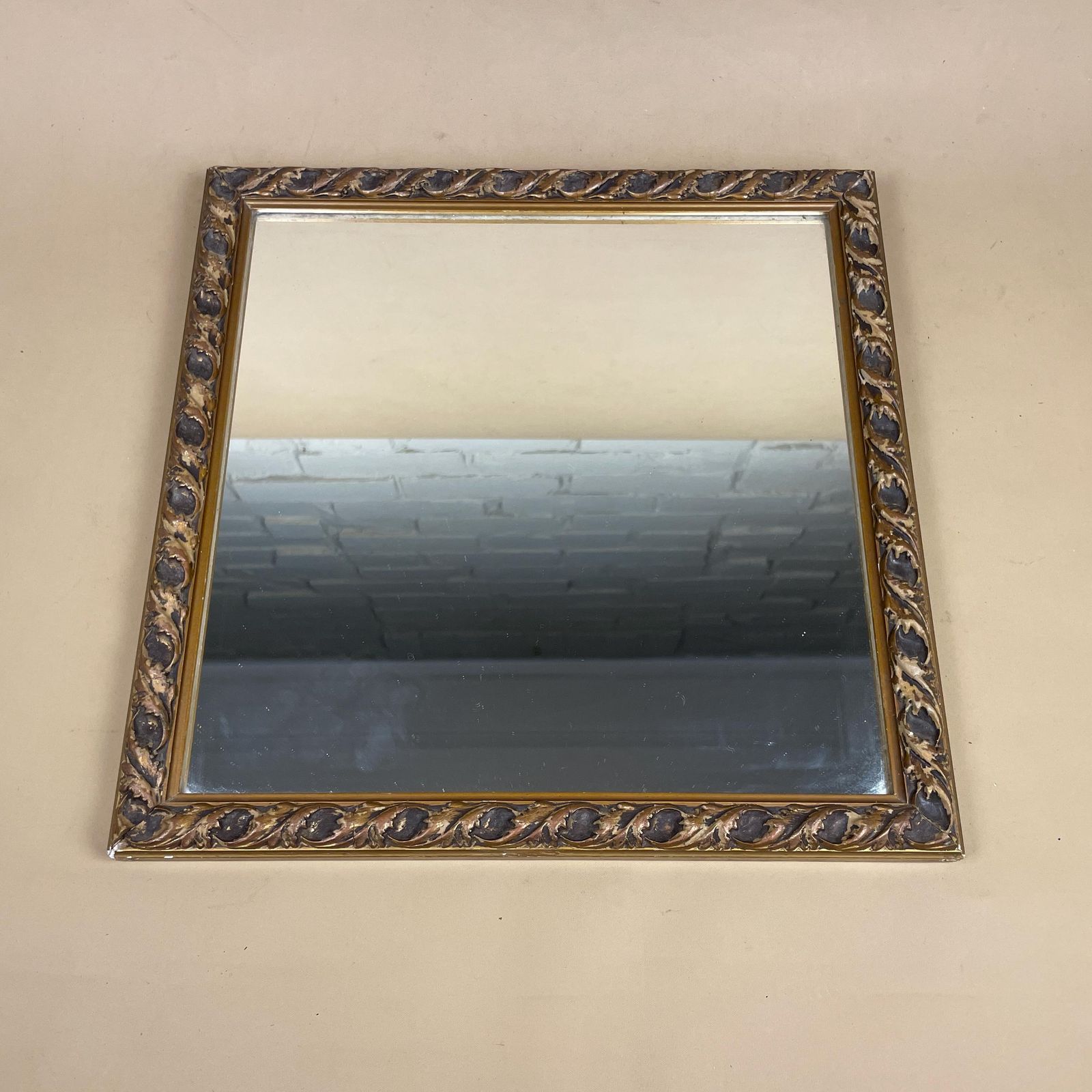 Gold Ornate Square Mirror Vintage Carved Wood Wall Mirror Rococo Style Decorative Home Accent For Entryway Bedroom And Hallway