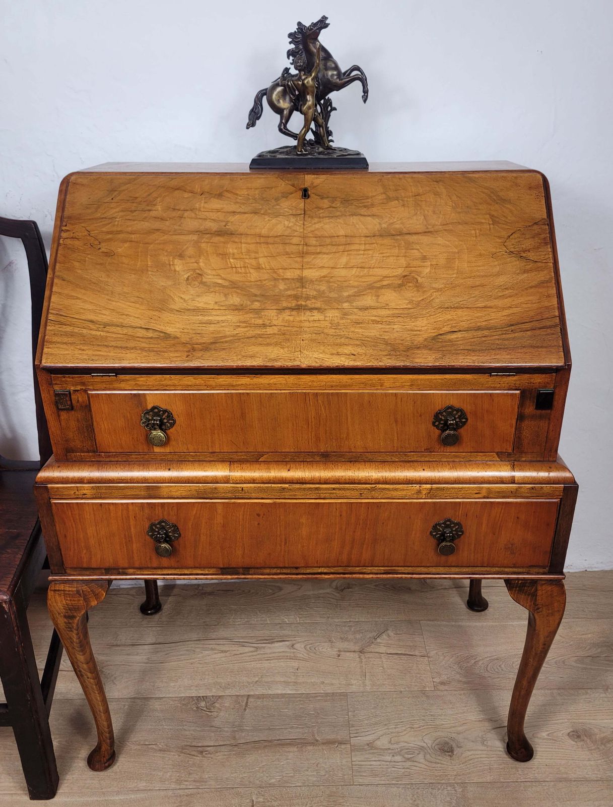 Vintage Writing Desk Denby & Spinks Walnut Cabriole Legs 1940s
