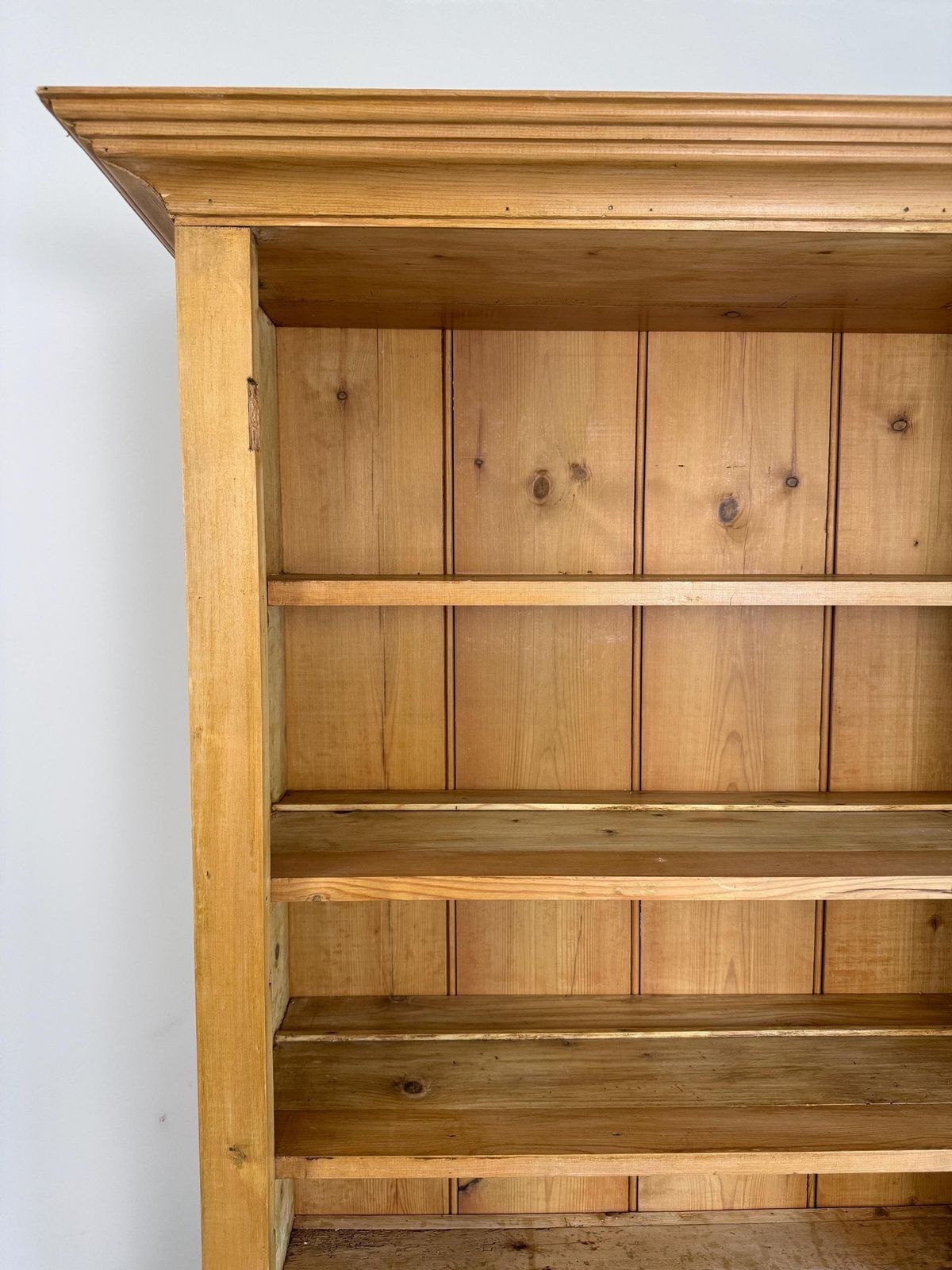 Antique Pine Dresser Sideboard With Shelving And Drawers – Rustic Farmhouse Cabinet Pantry photo vintage