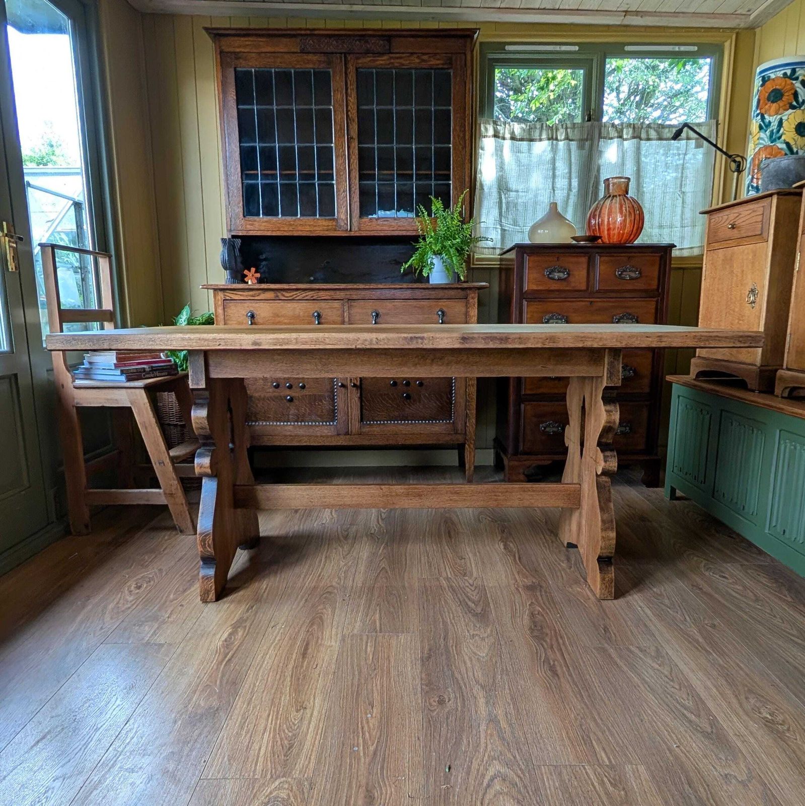 Antique Oak Refectory Table, 1920s photo 495.0