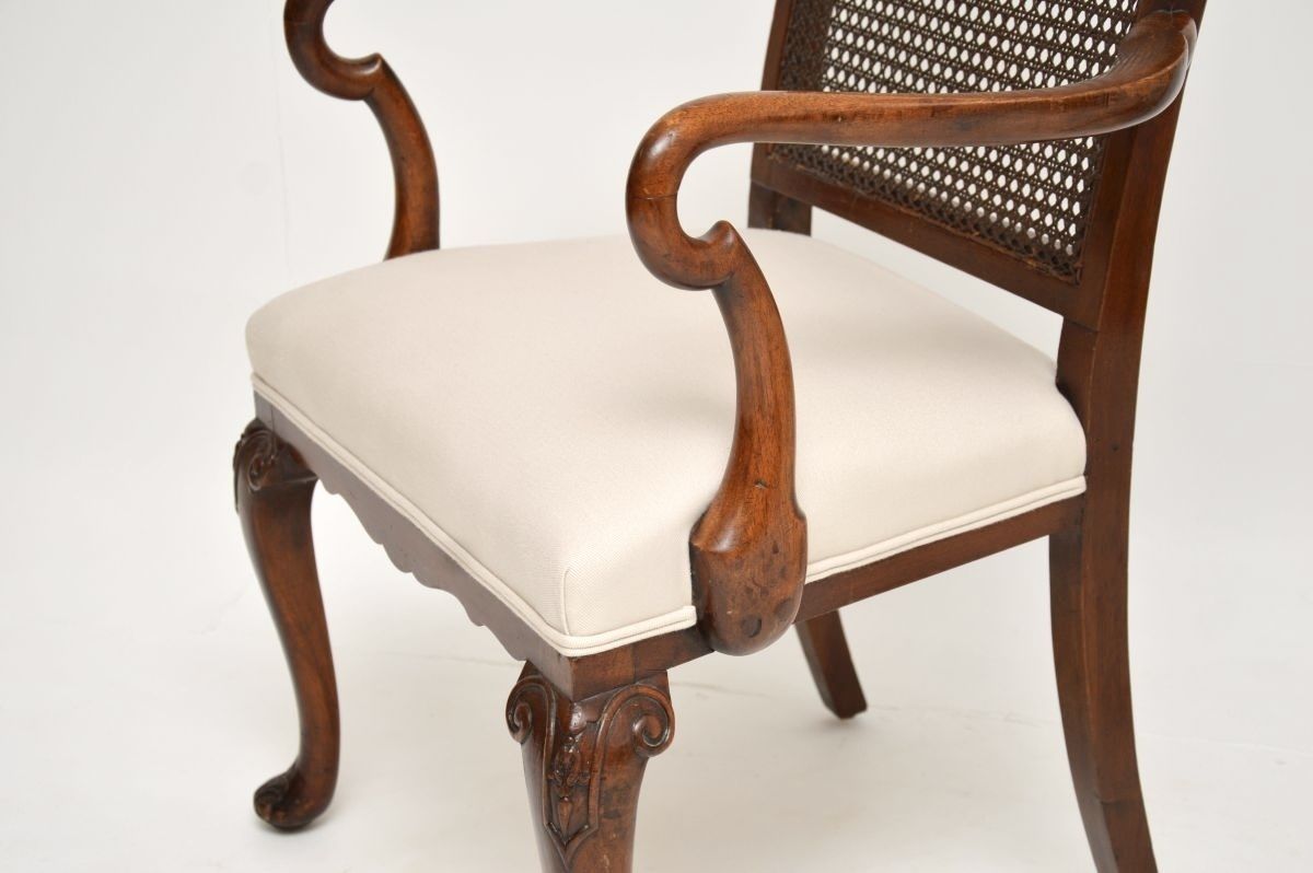 photo for sale Pair Of Antique Edwardian Lacquered Walnut And Cane Armchairs