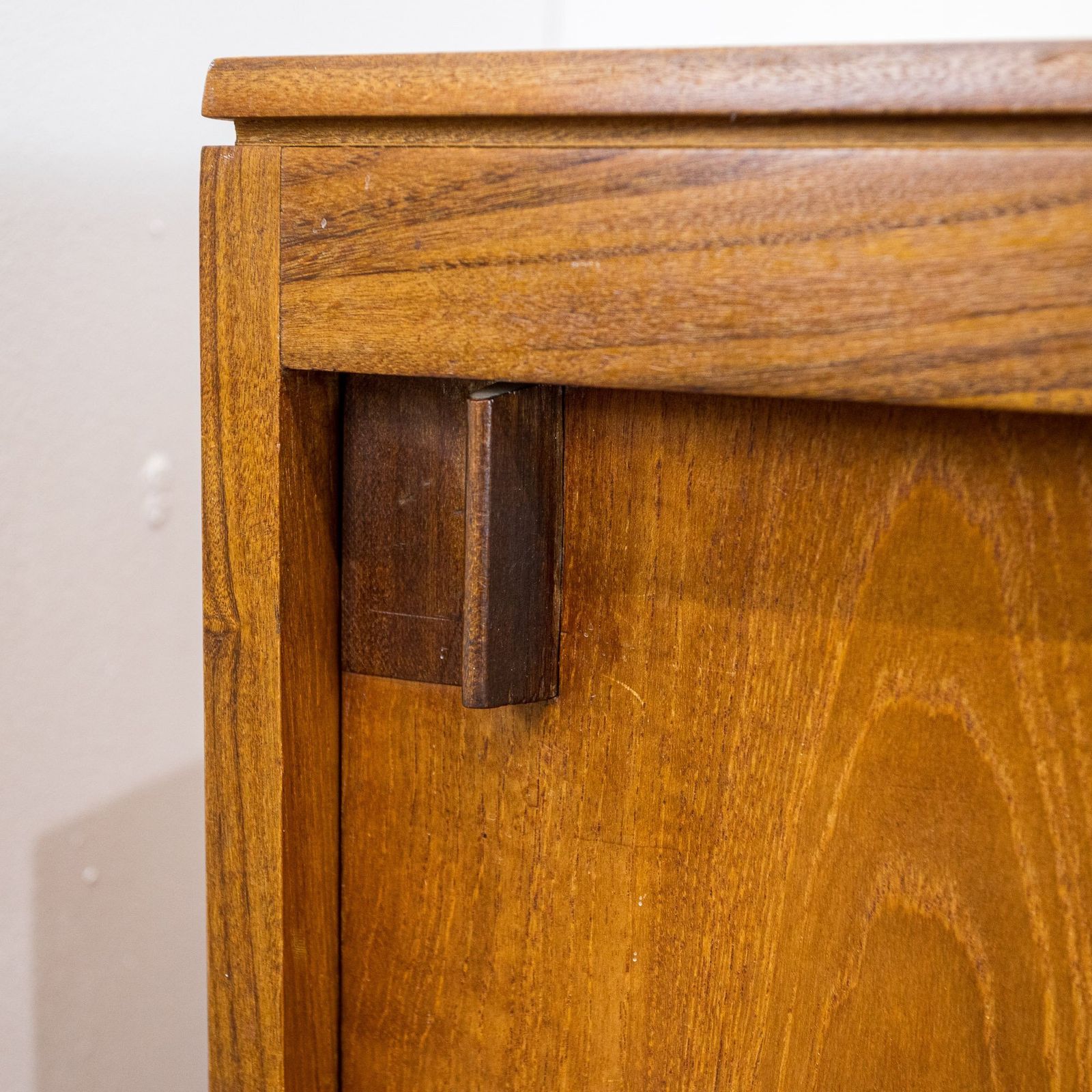 Archie Shine Long Teak Sliding Door Sideboard photo for sale