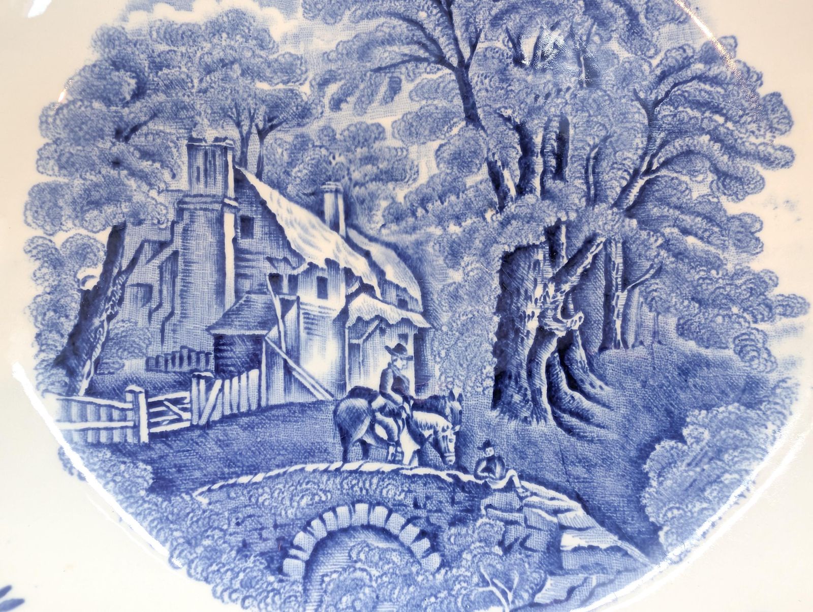 photo buy Enoch Wood Blue White Woods Ware English Scenery Covered Vegetable C. 1920