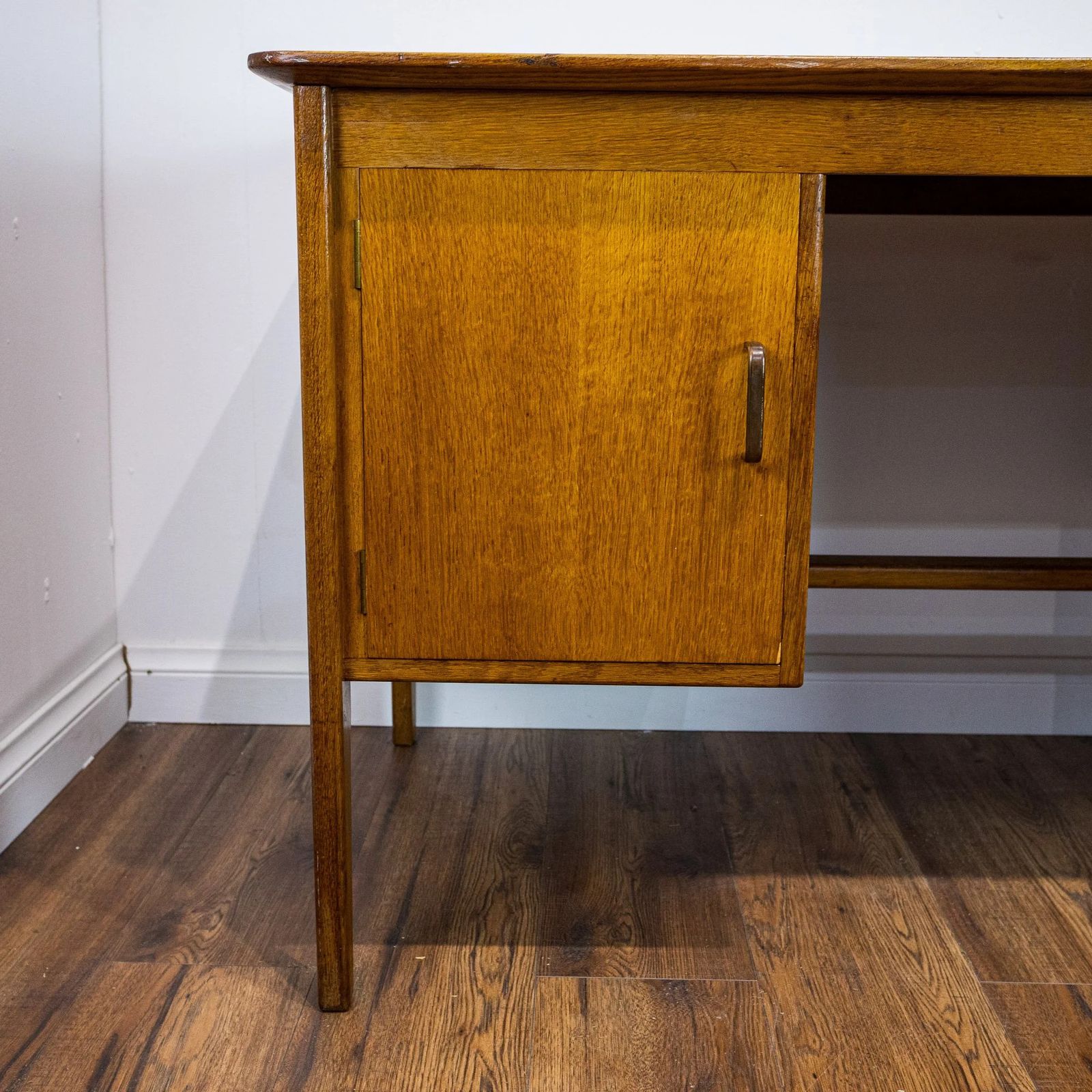 1950s Large Oak Office Pedestal Desk photo Furniture