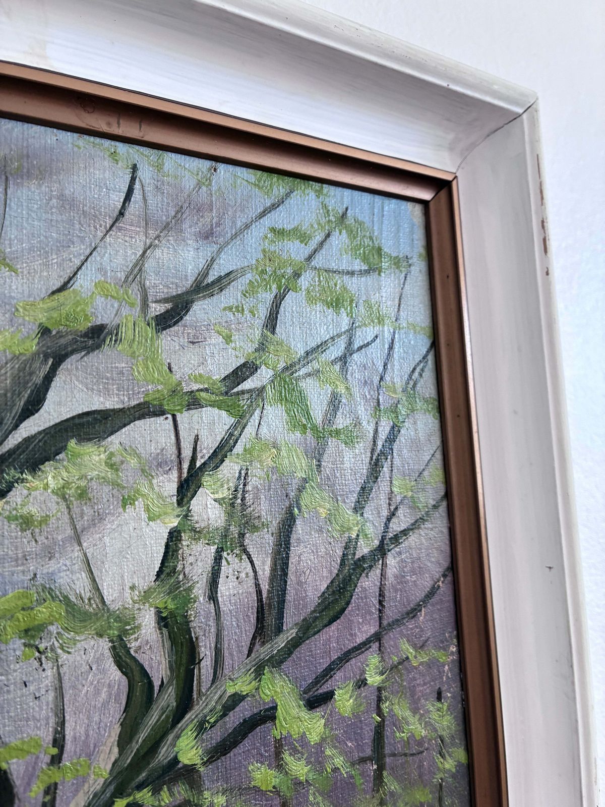 photo furniture Peinture à l'huile vintage, paysage forestier, vers les années 1960