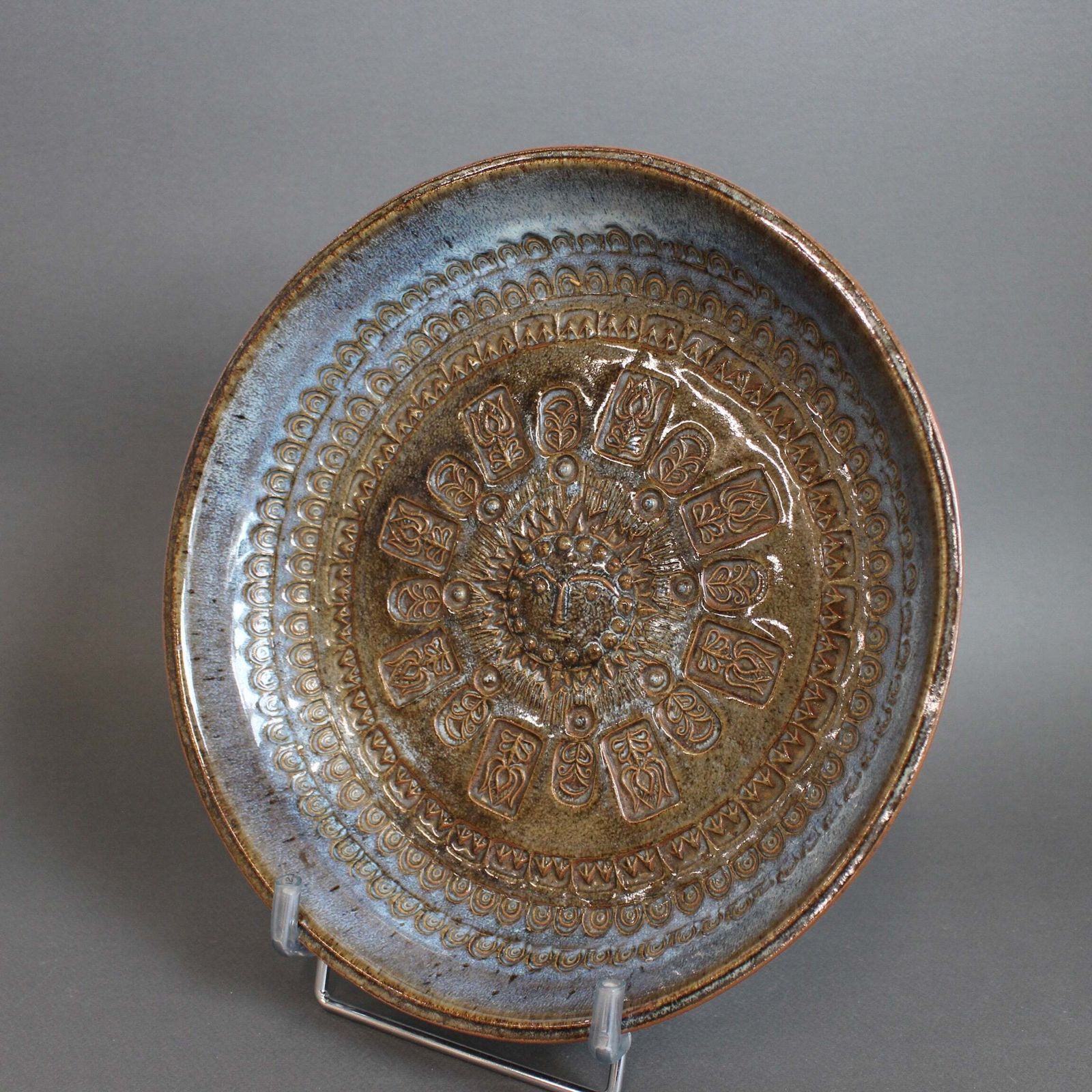 Stoneware Bowl With Sun Motif By Jean Claude Taburet For Hb Henriot (Circa 1960s 70s) photo for sale